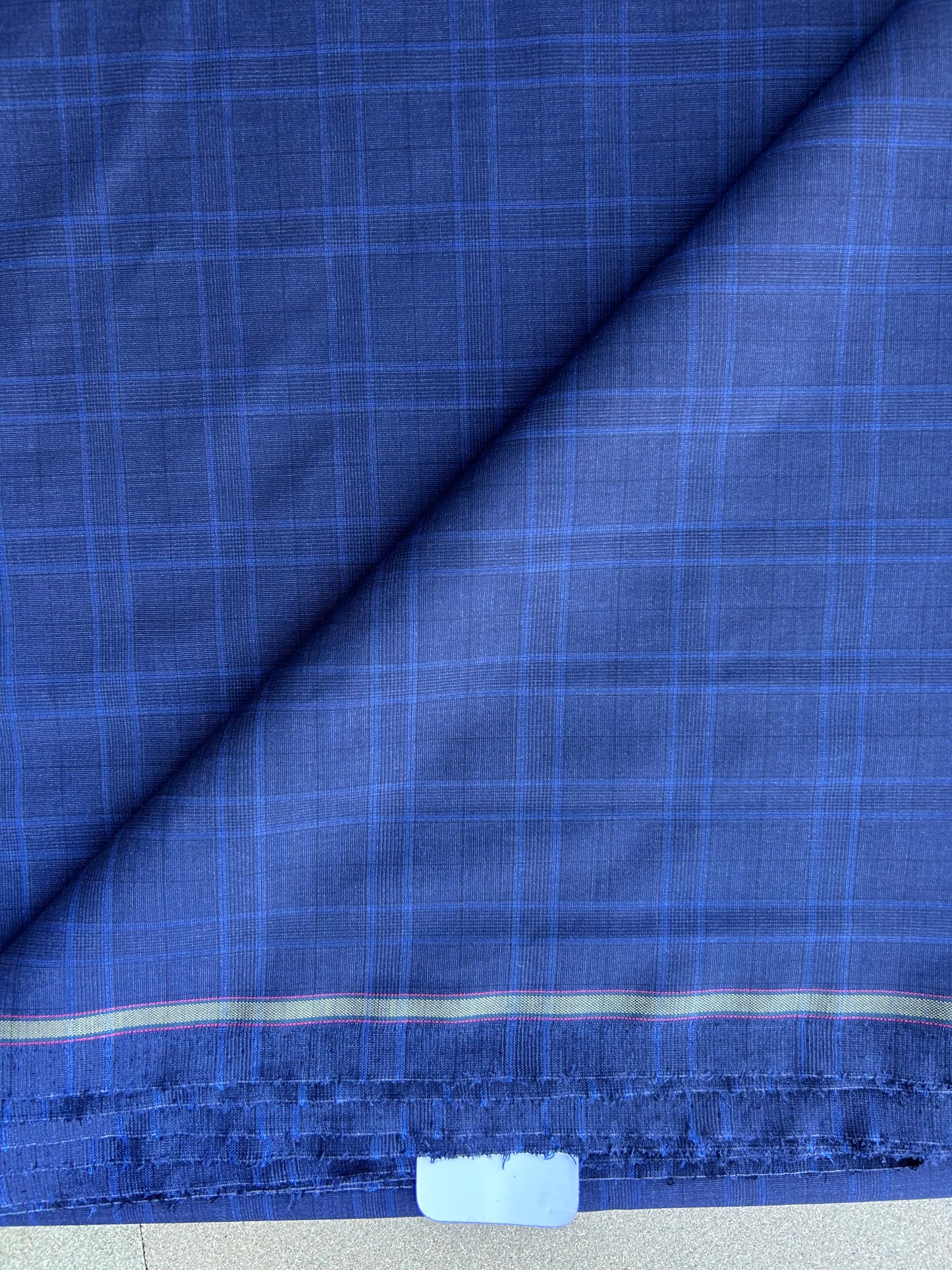PREM10036 light wool check suiting Loro Piana navy