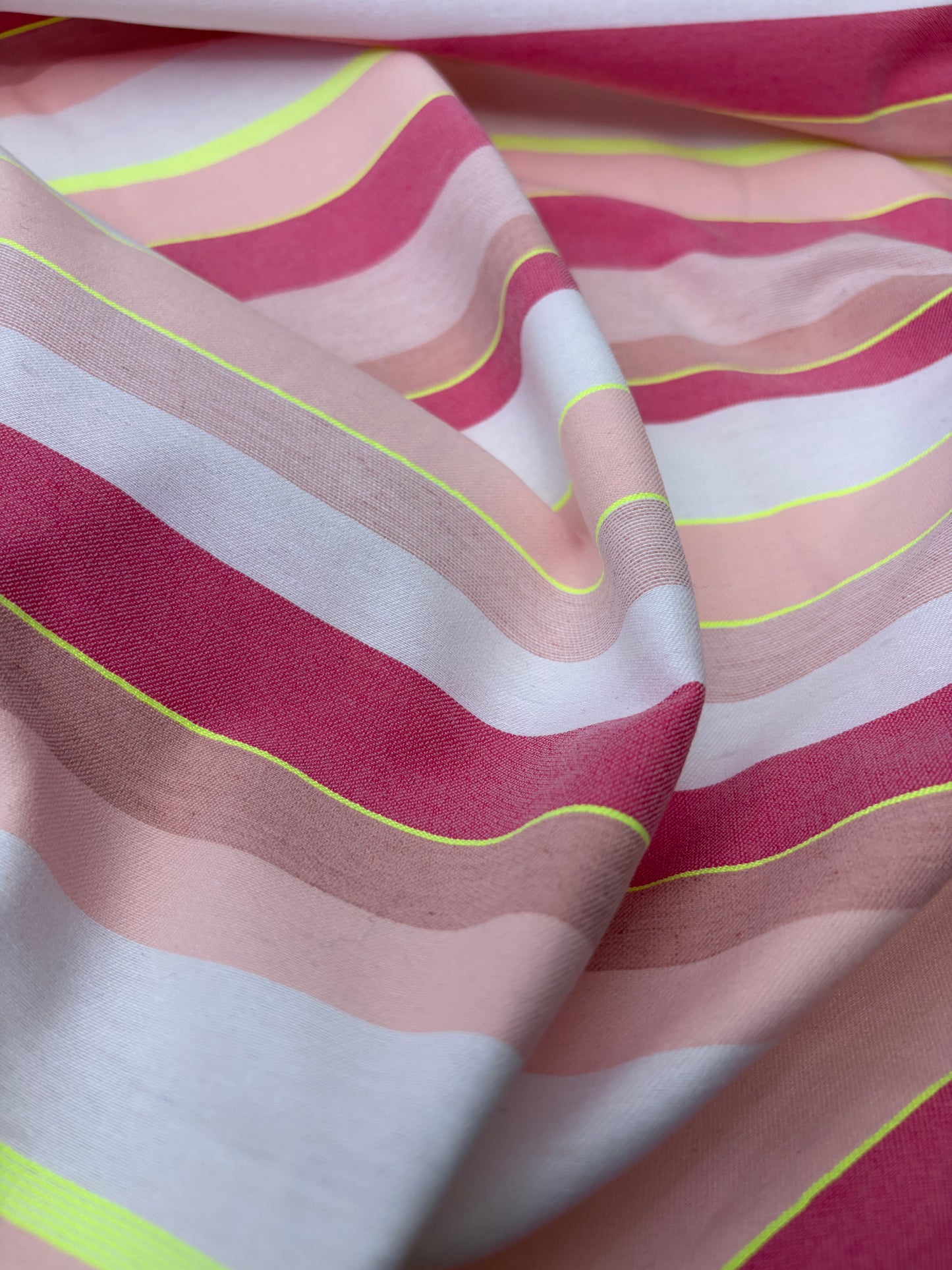 DANTE 066 cotton bengaline stripes white/pink/fluo yellow