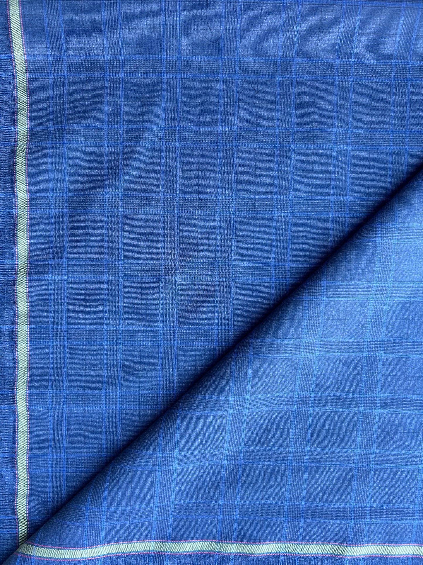 PREM10036 light wool check suiting Loro Piana navy