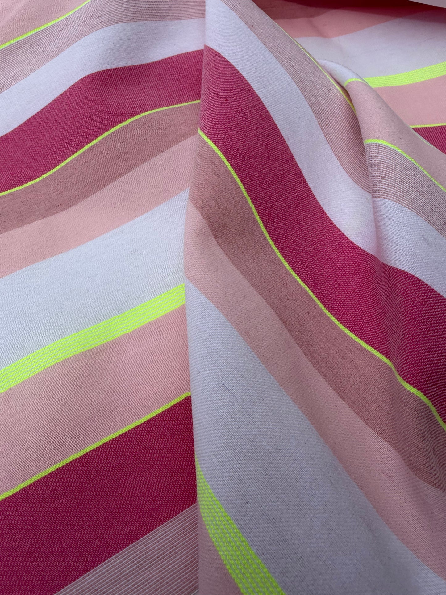 DANTE 066 cotton bengaline stripes white/pink/fluo yellow