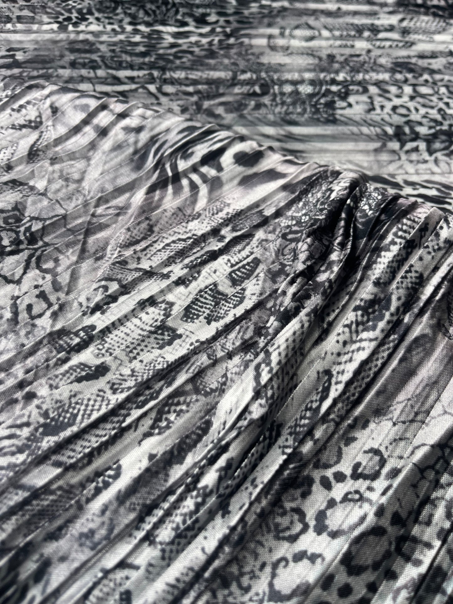 ATILLA 023 pleated satin with snake/animal print