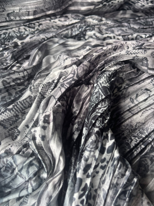 ATILLA 023 pleated satin with snake/animal print
