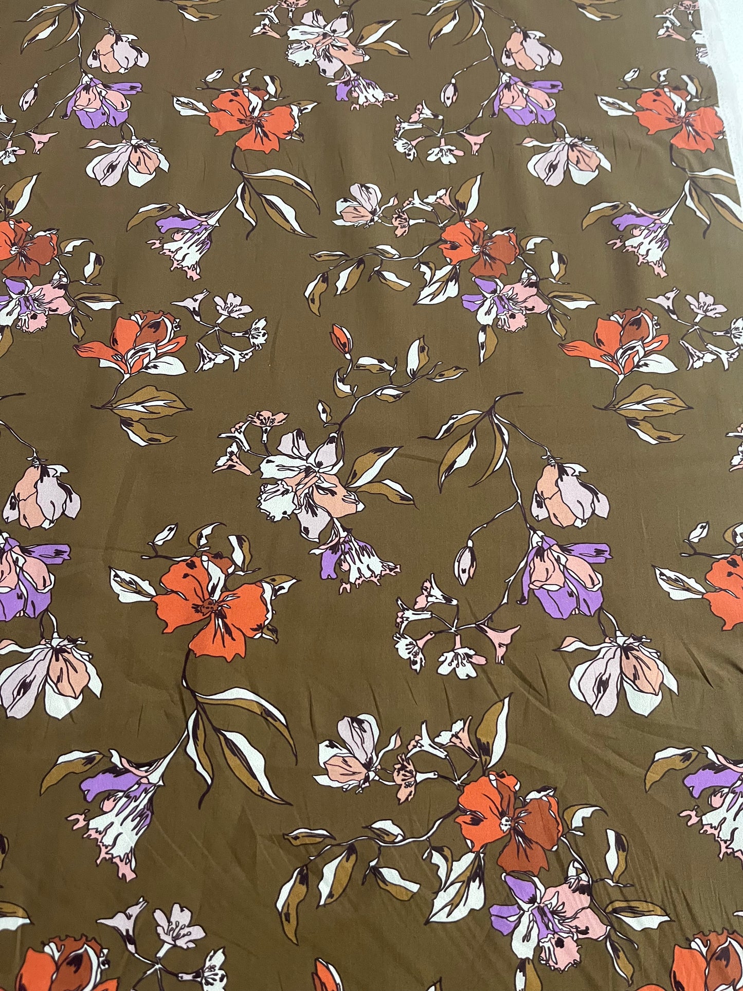 WALLY 019 cotton poplin khaky flowers