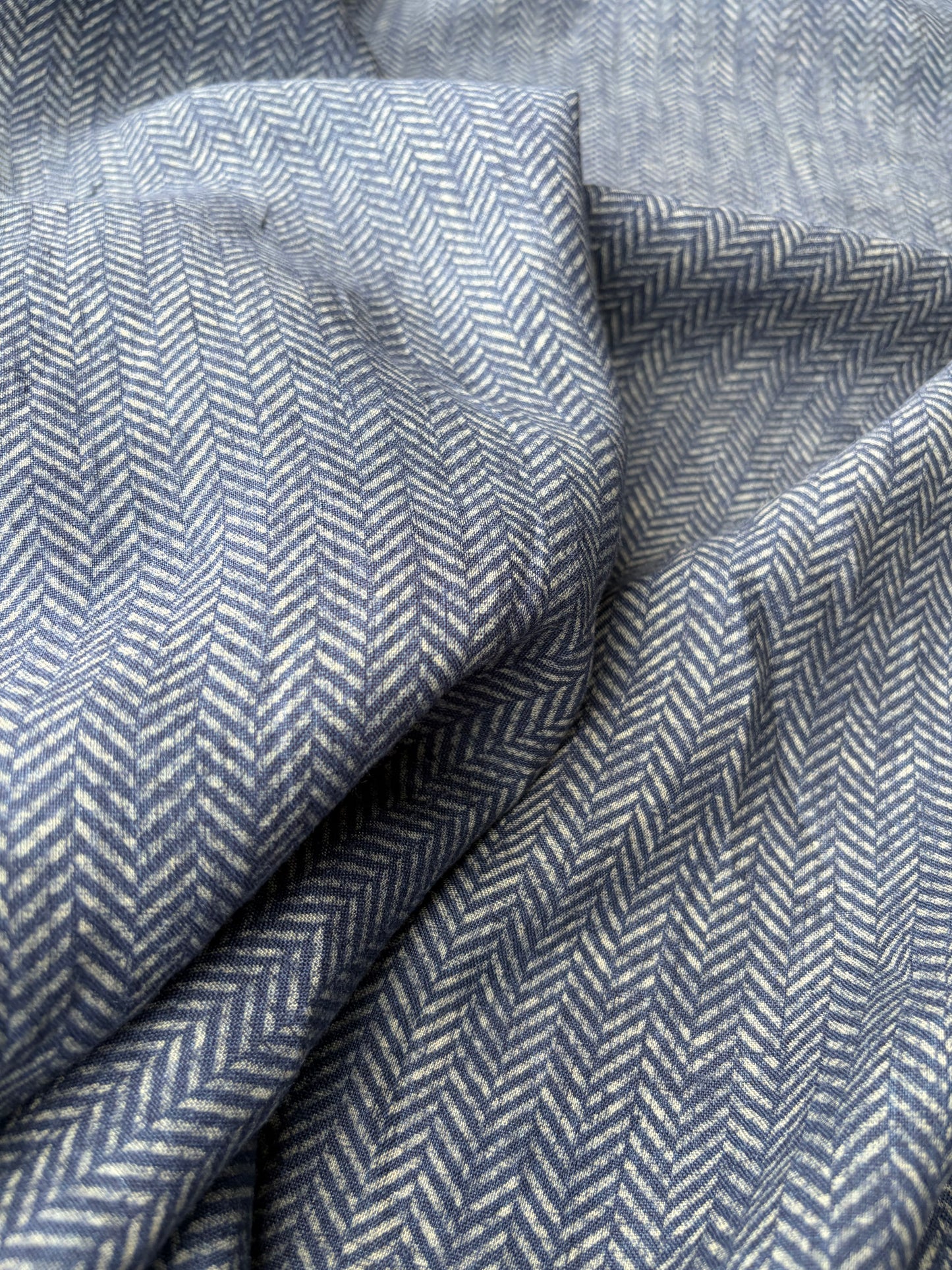 DARREN 027 washed linen with herringbone print