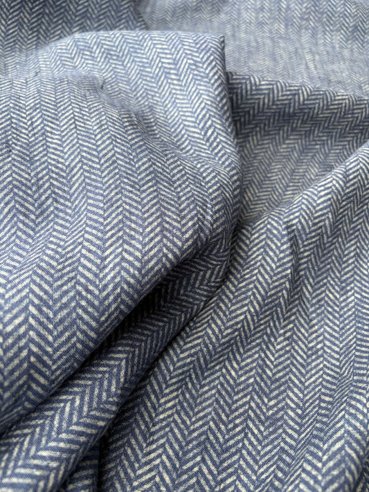 DARREN 027 washed linen with herringbone print