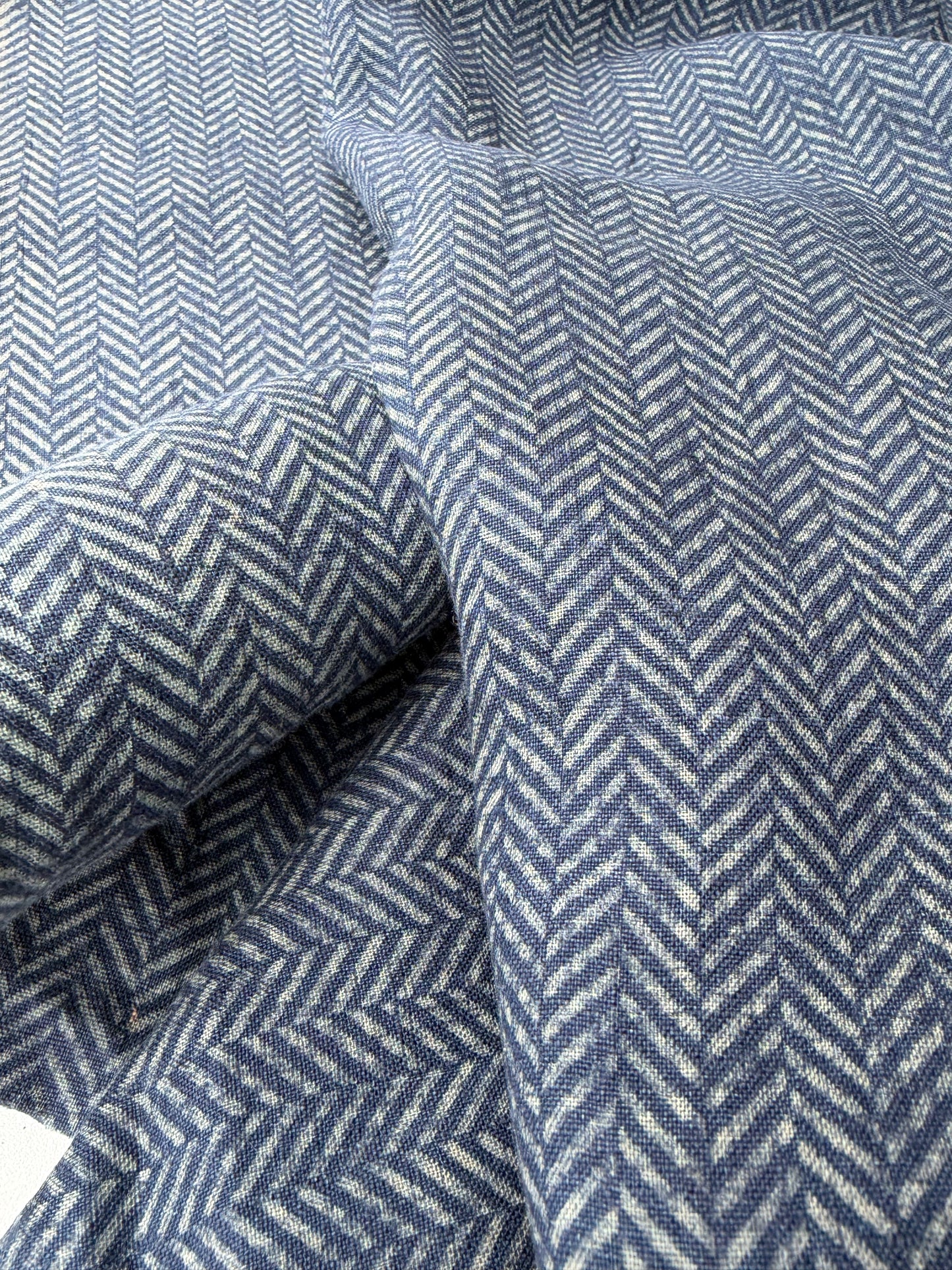 DARREN 027 washed linen with herringbone print