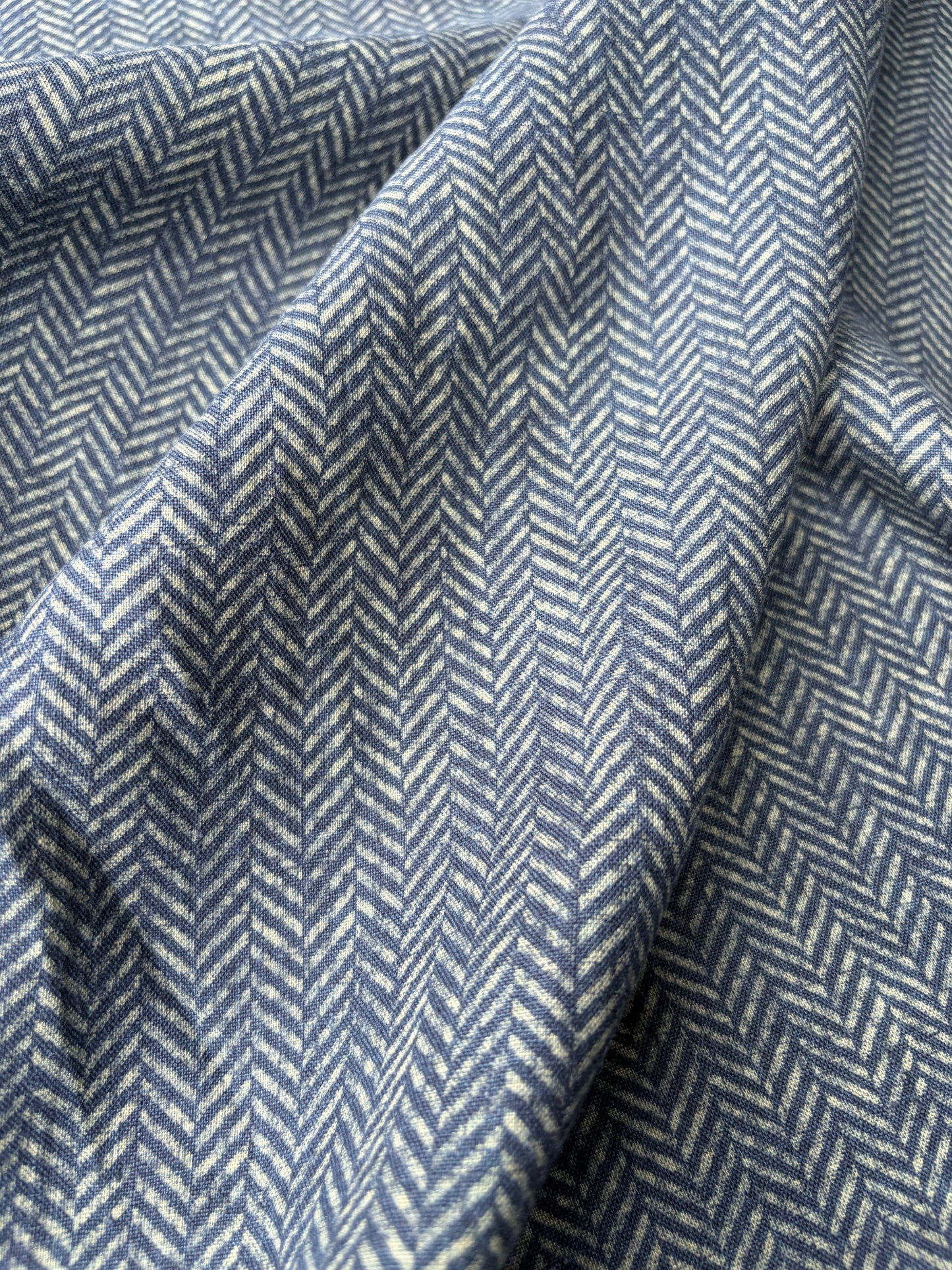 DARREN 027 washed linen with herringbone print