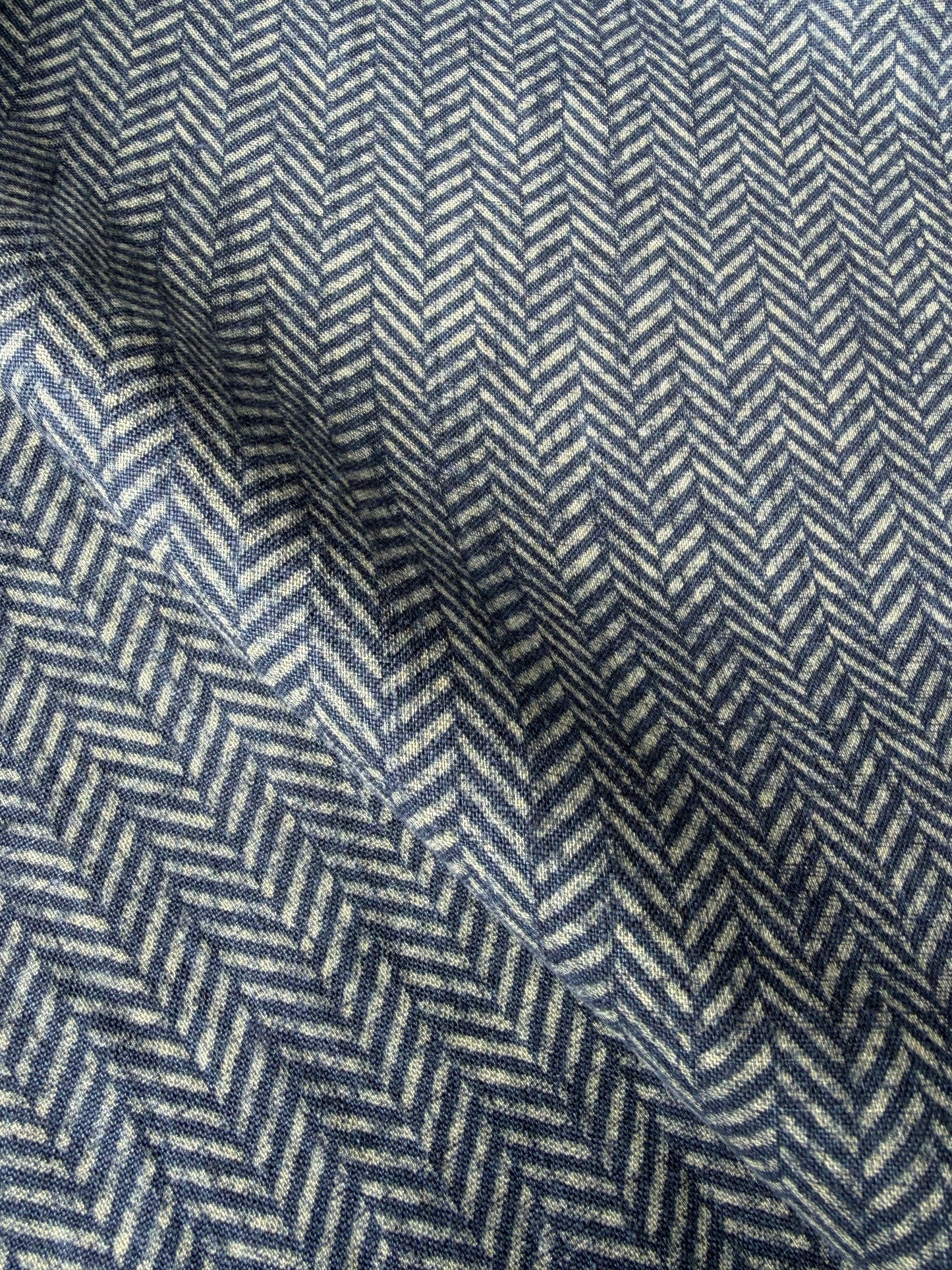 DARREN 027 washed linen with herringbone print