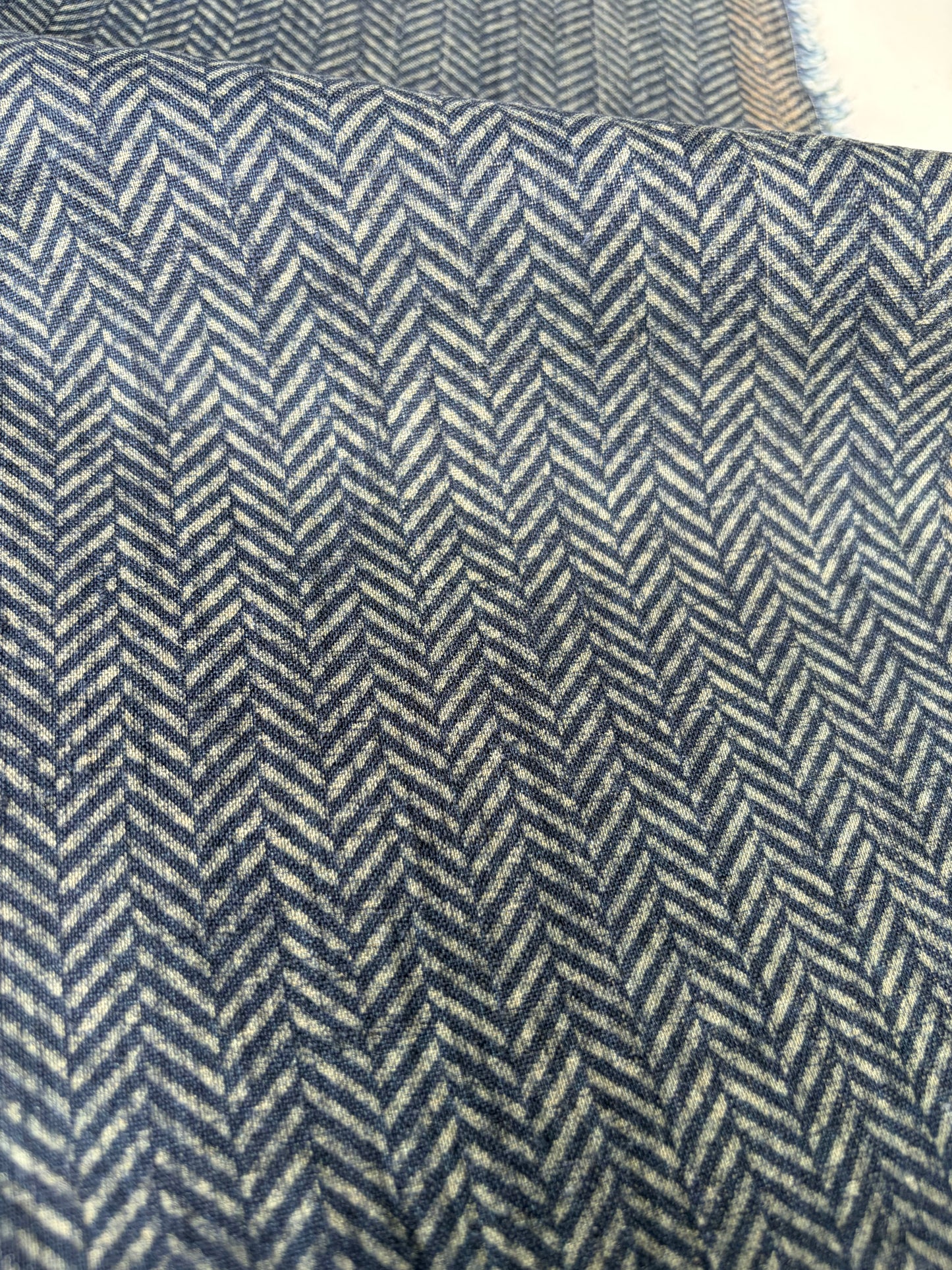 DARREN 027 washed linen with herringbone print