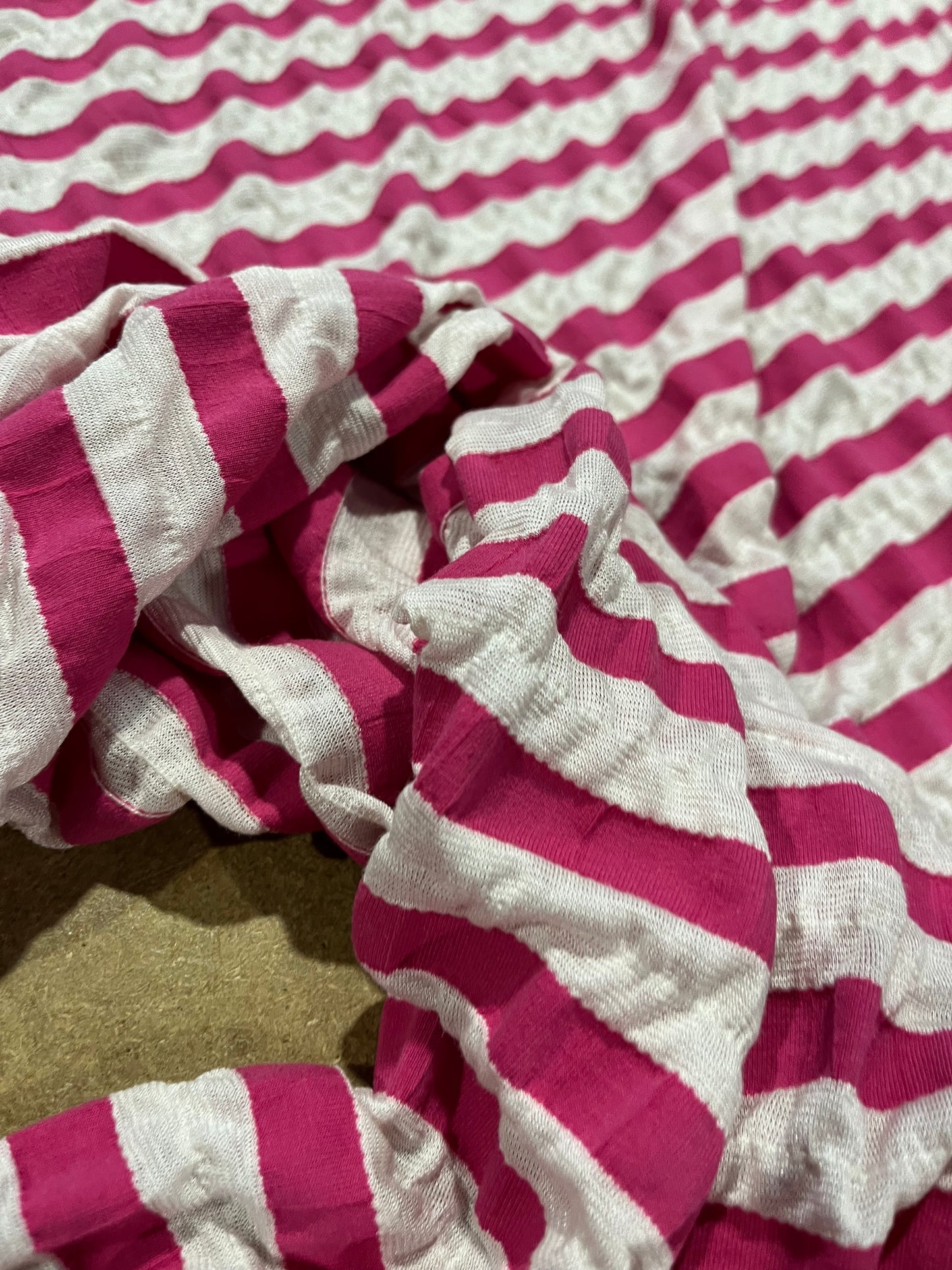 Smocked stripe jersey pink