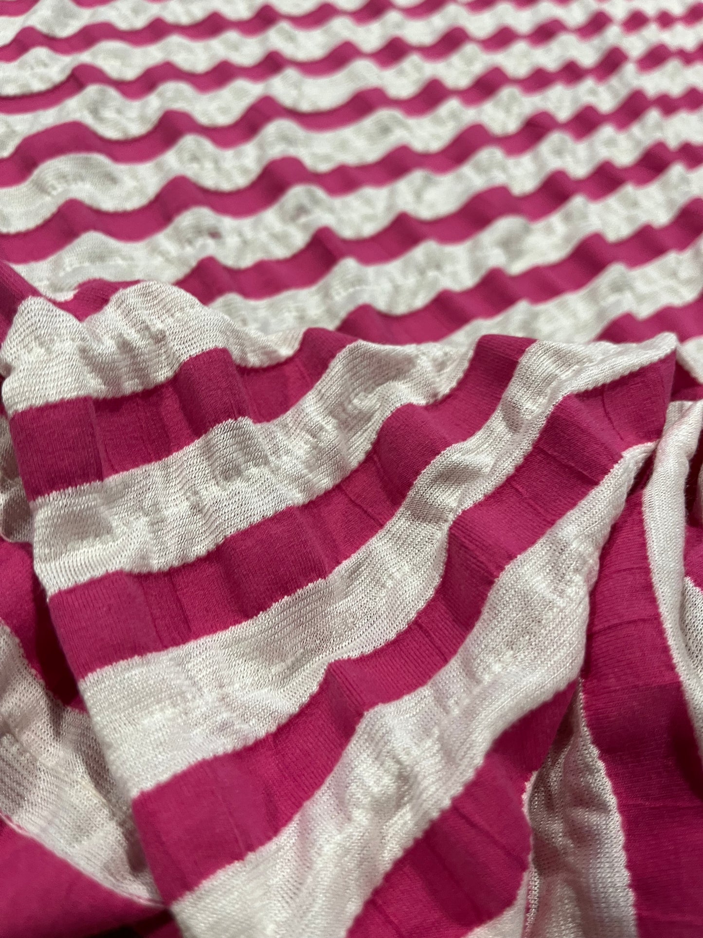 Smocked stripe jersey pink