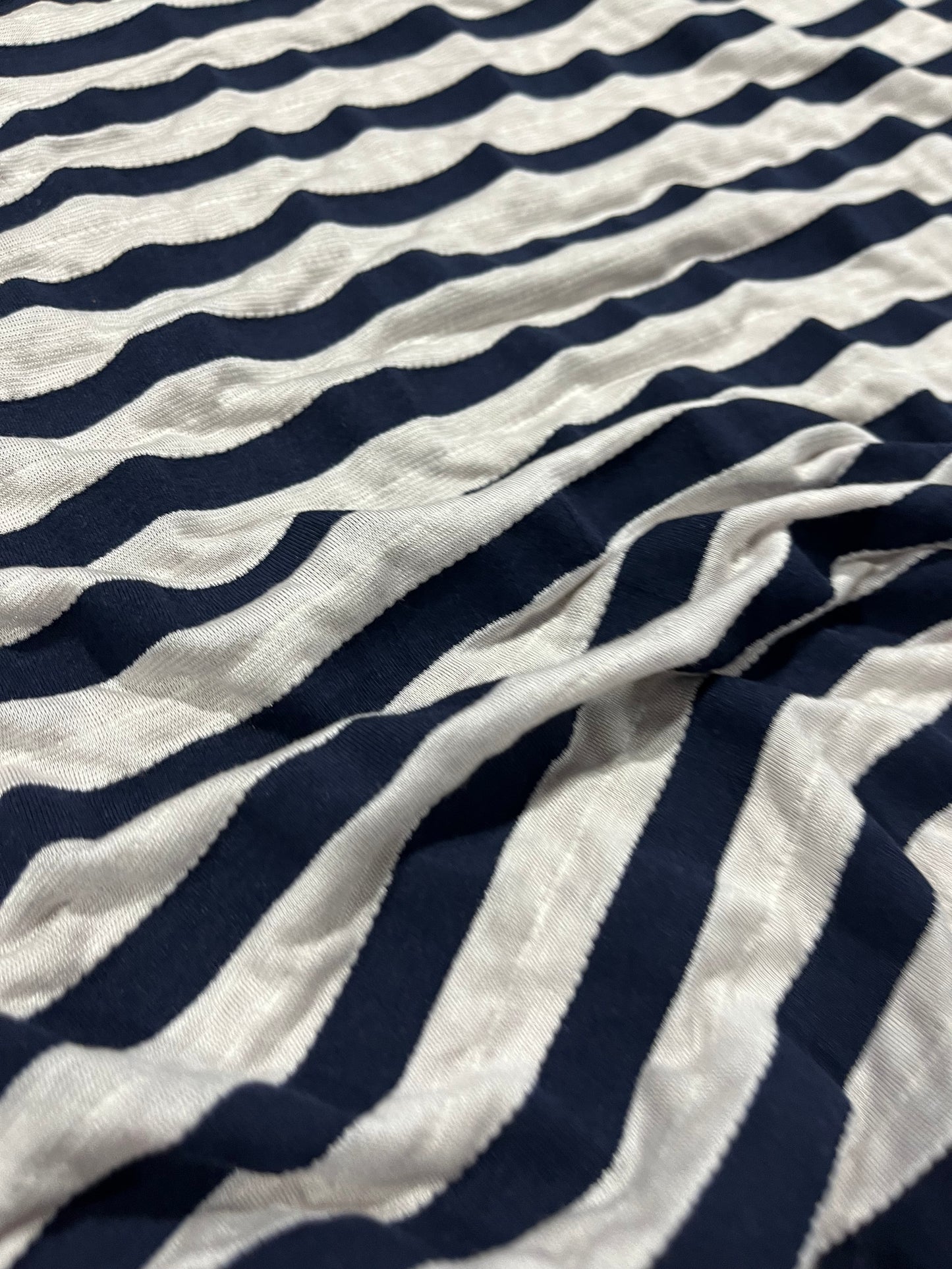 Smocked stripe jersey navy