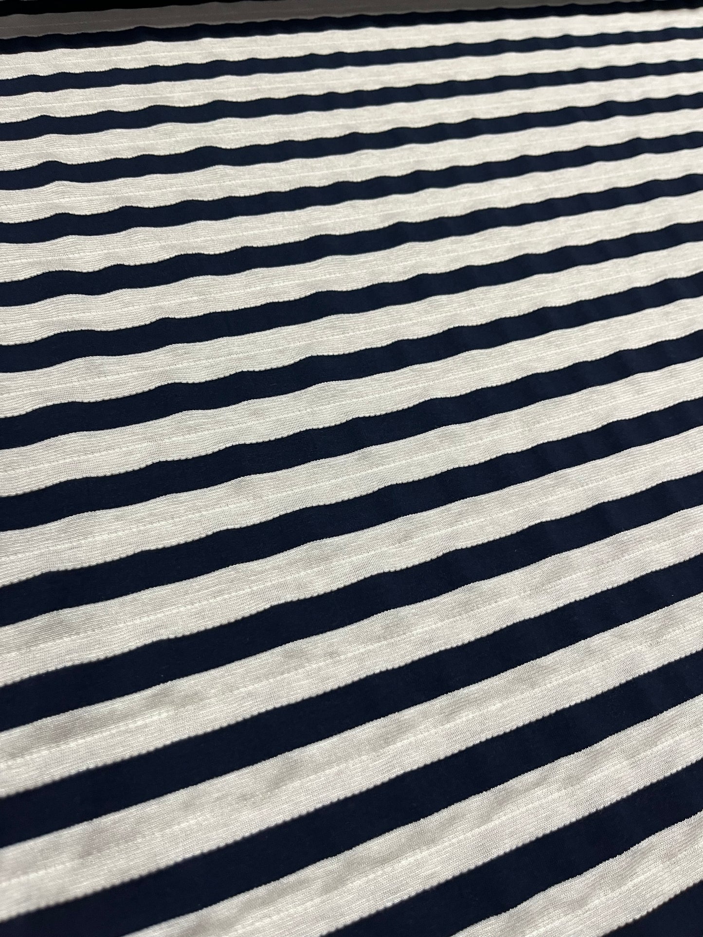 Smocked stripe jersey navy