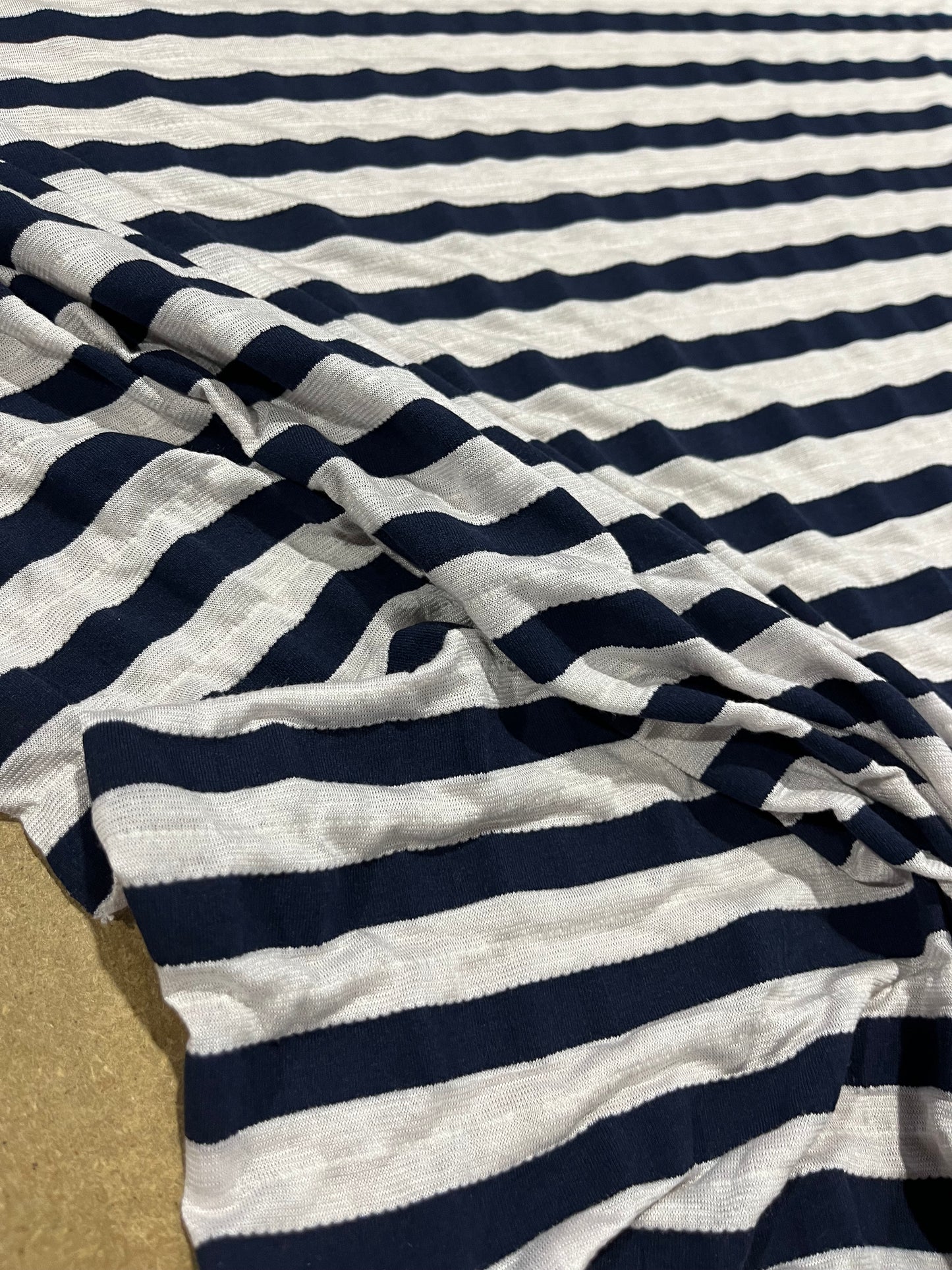 Smocked stripe jersey navy