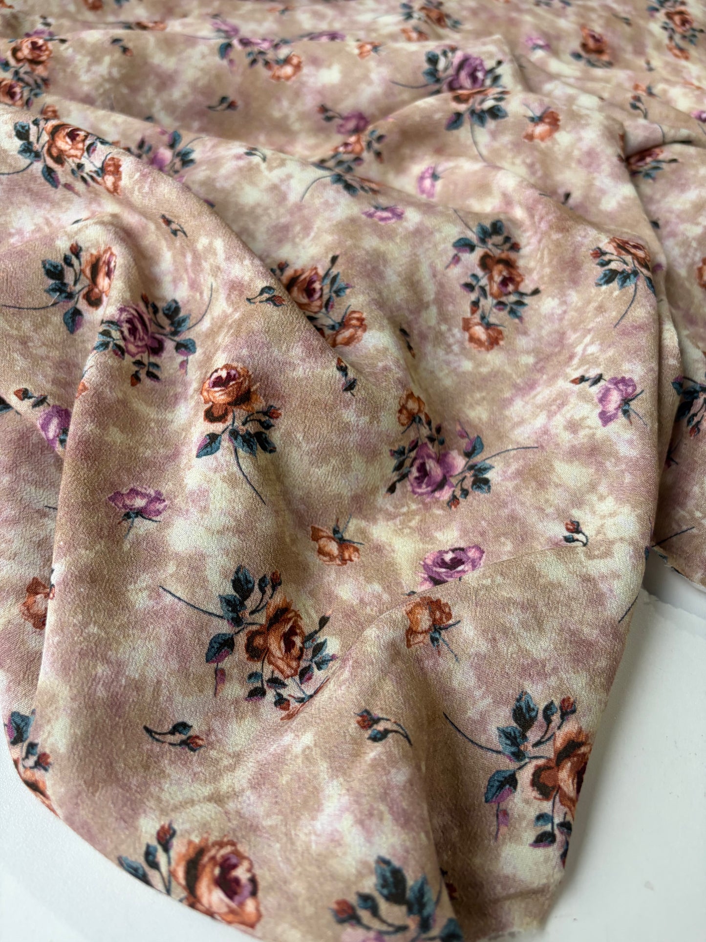 PAZZO 007 viscose crêpe powder pink flower print