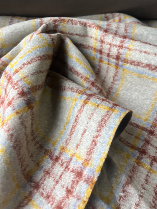 ATILLA 035 wool double face sand/blue/yellow