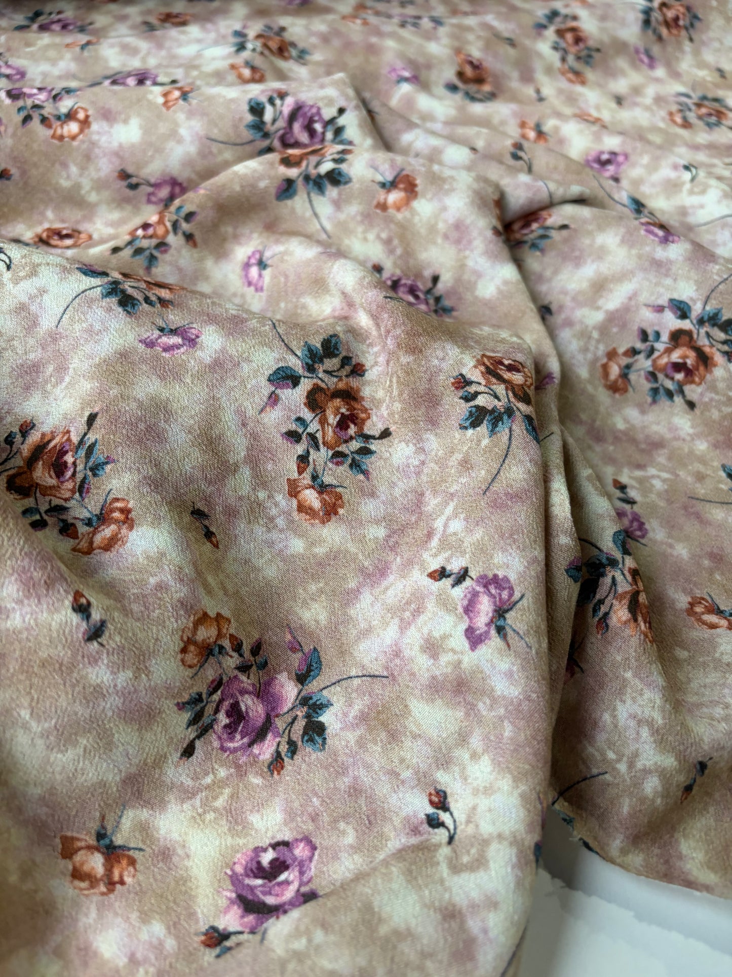 PAZZO 007 viscose crêpe powder pink flower print