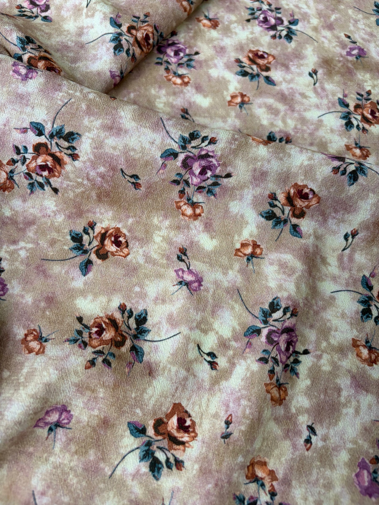 PAZZO 007 viscose crêpe powder pink flower print