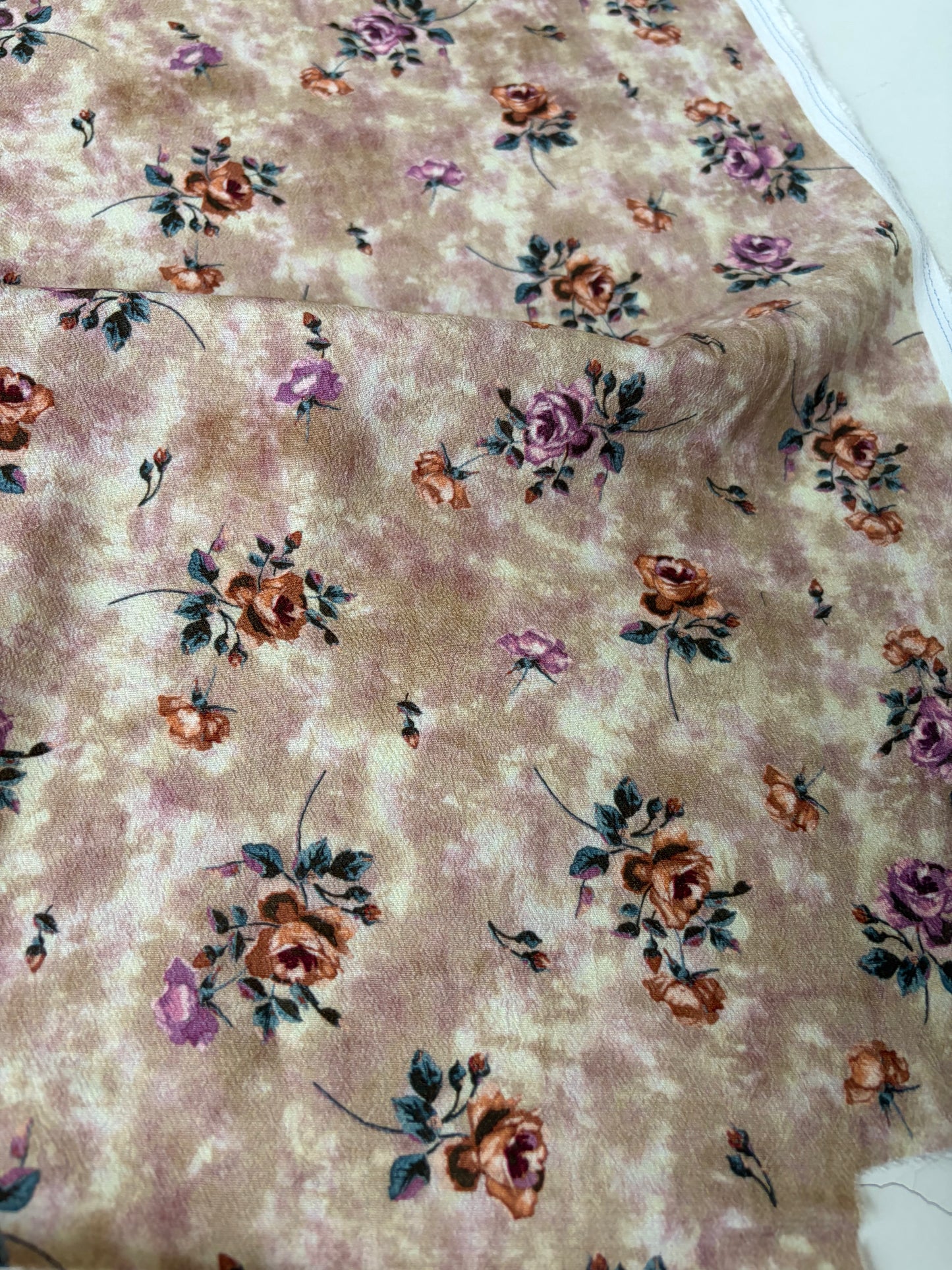PAZZO 007 viscose crêpe powder pink flower print