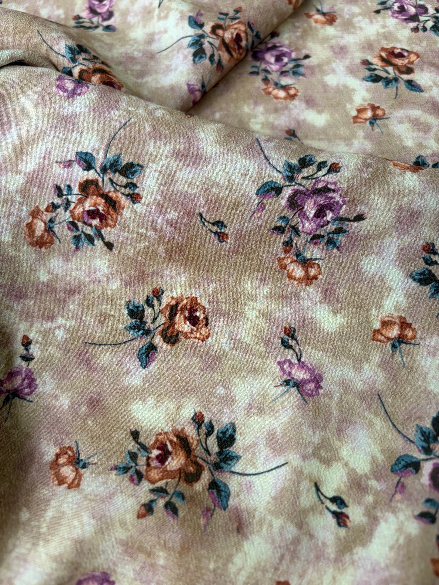 PAZZO 007 viscose crêpe powder pink flower print