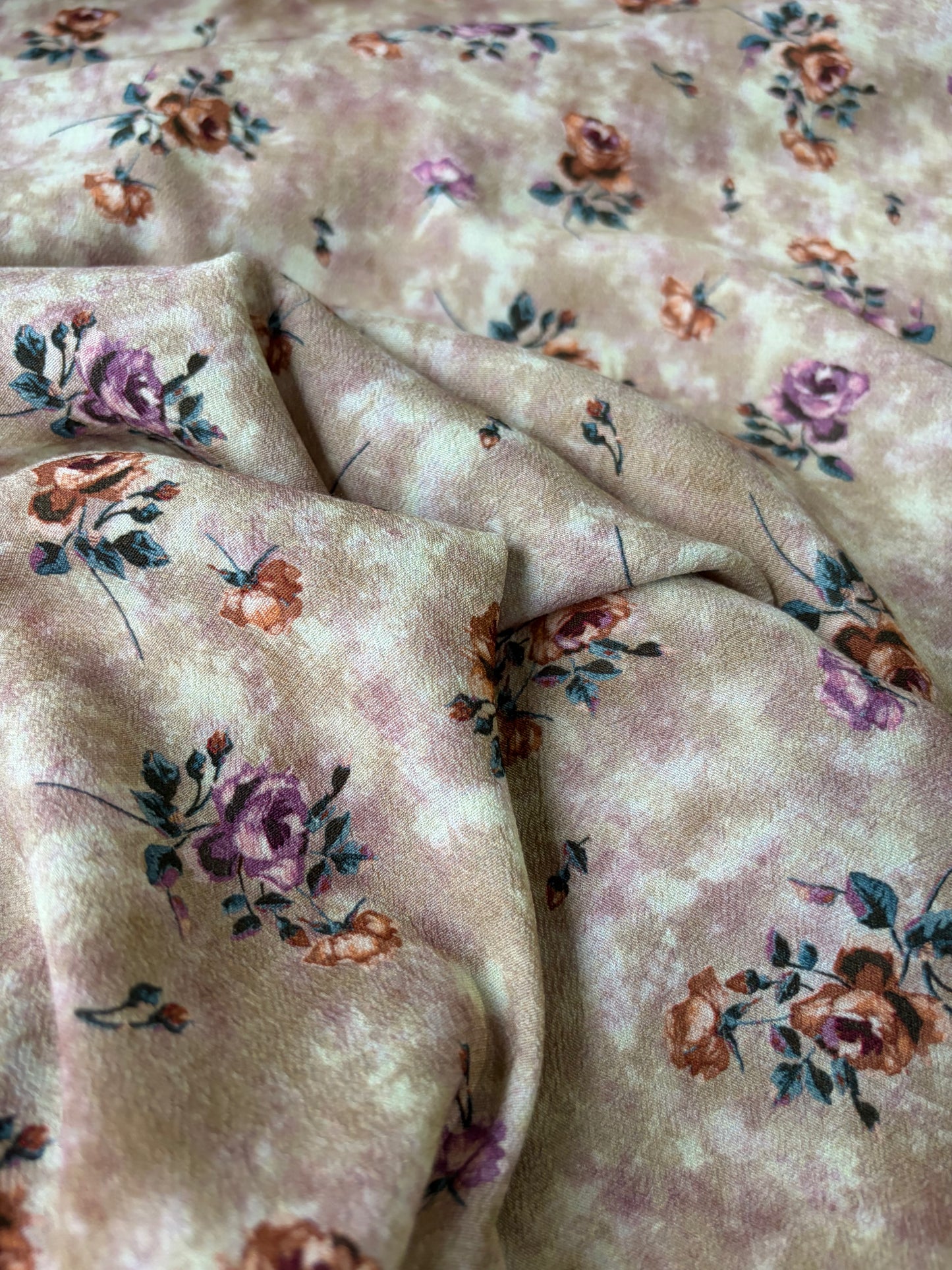 PAZZO 007 viscose crêpe powder pink flower print