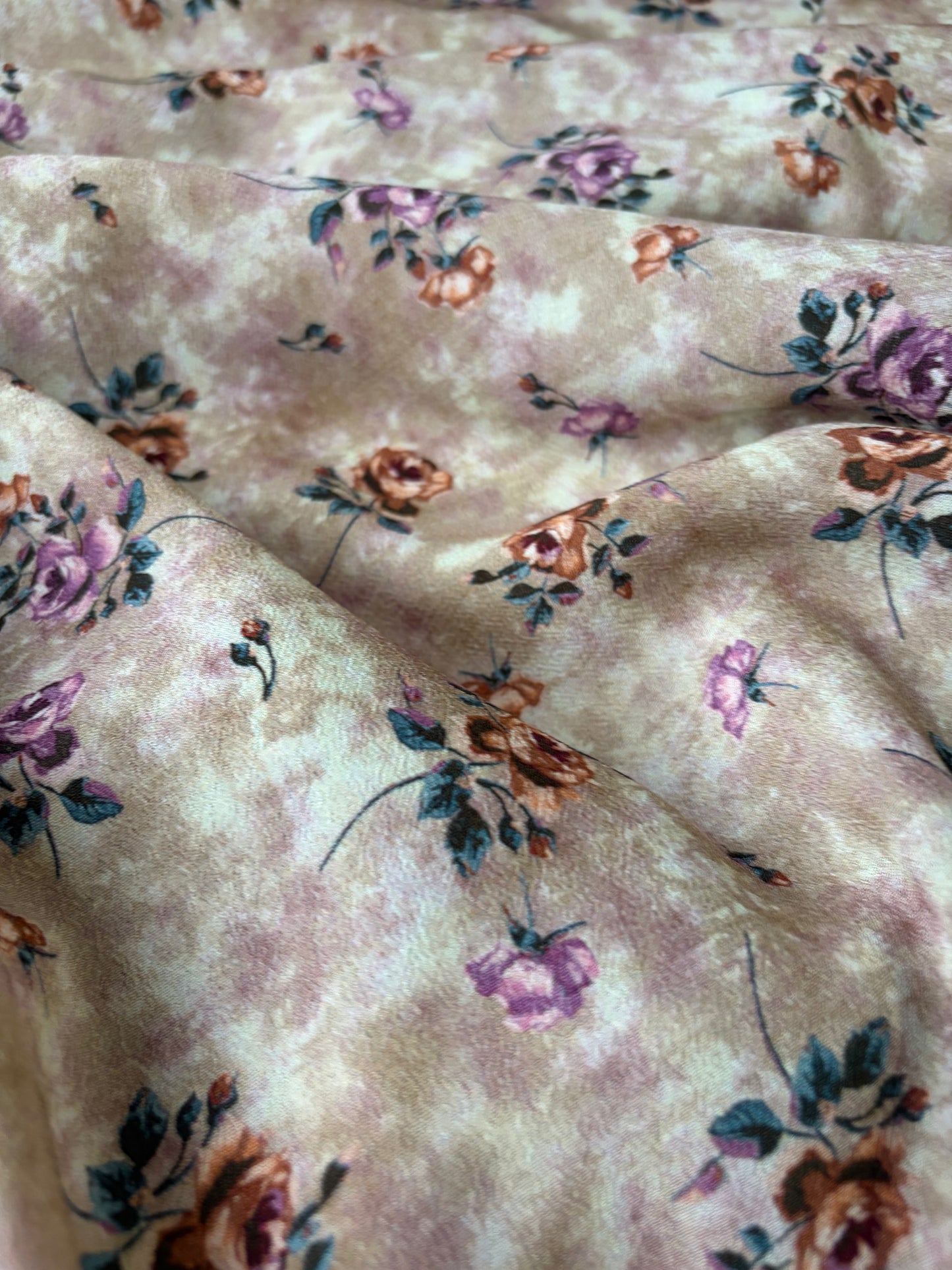 PAZZO 007 viscose crêpe powder pink flower print