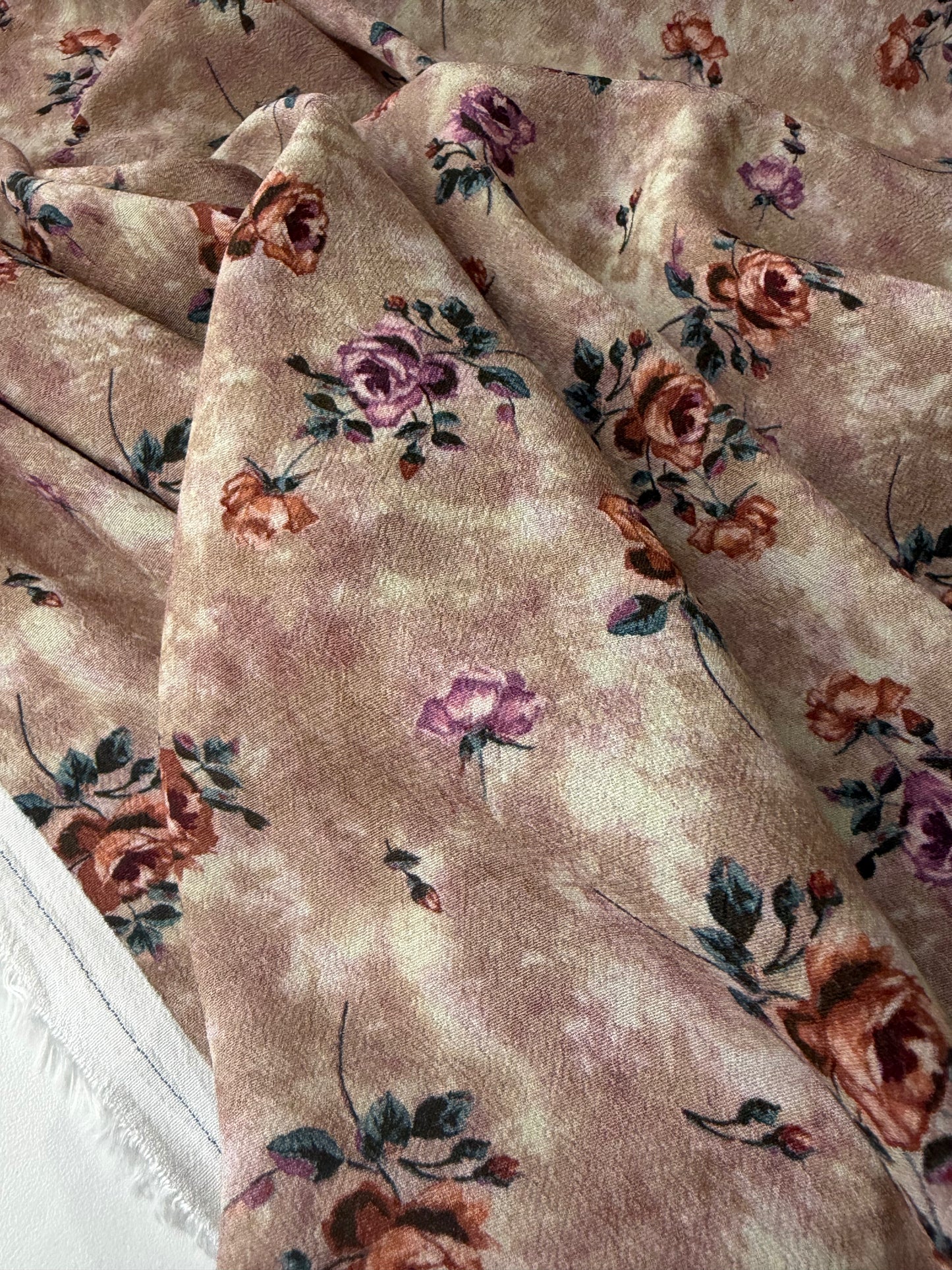 PAZZO 007 viscose crêpe powder pink flower print
