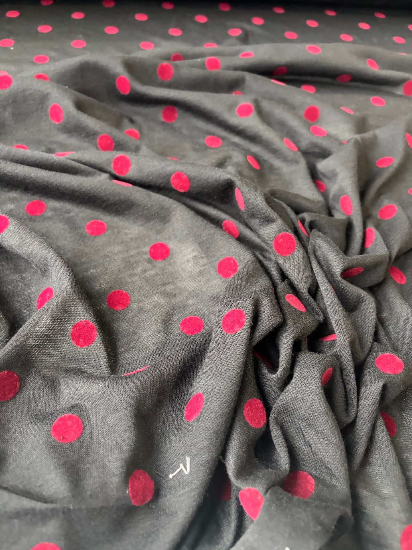 PAZZO 008 viscose jersey flocked red dots