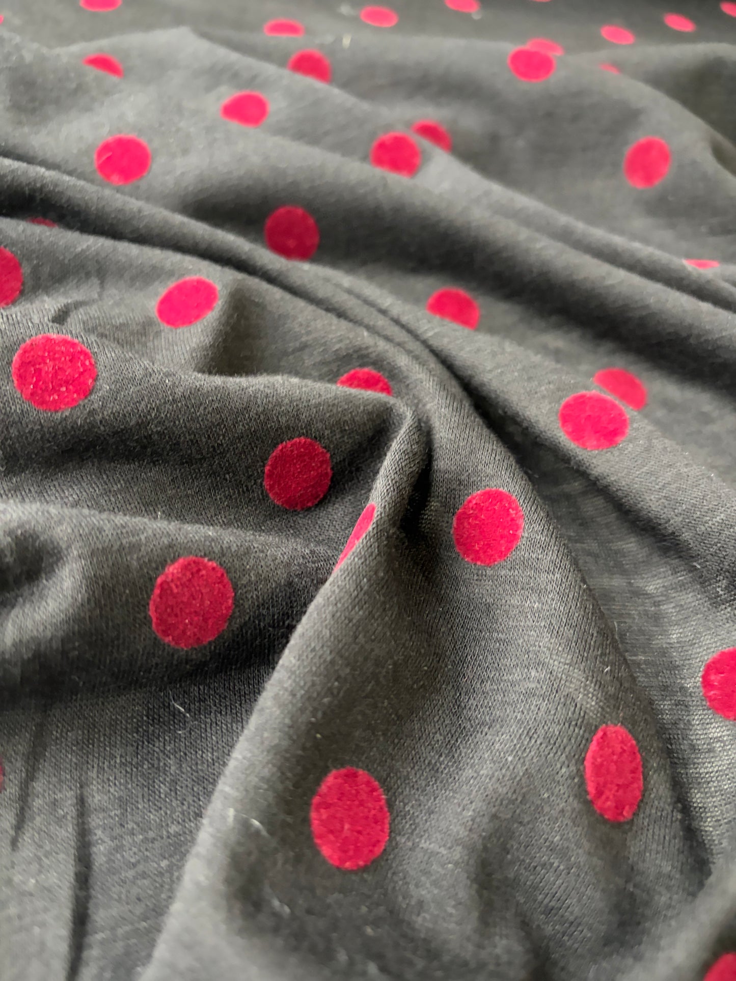 PAZZO 008 viscose jersey flocked red dots