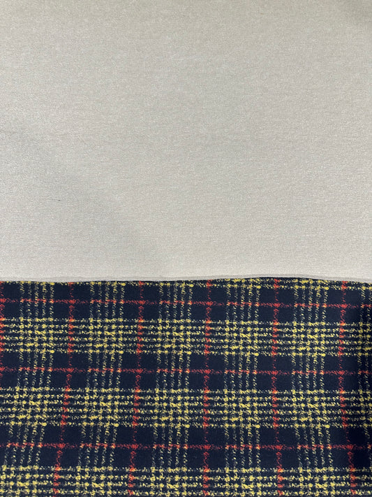 Flip side 425 red yellow black check double face beige