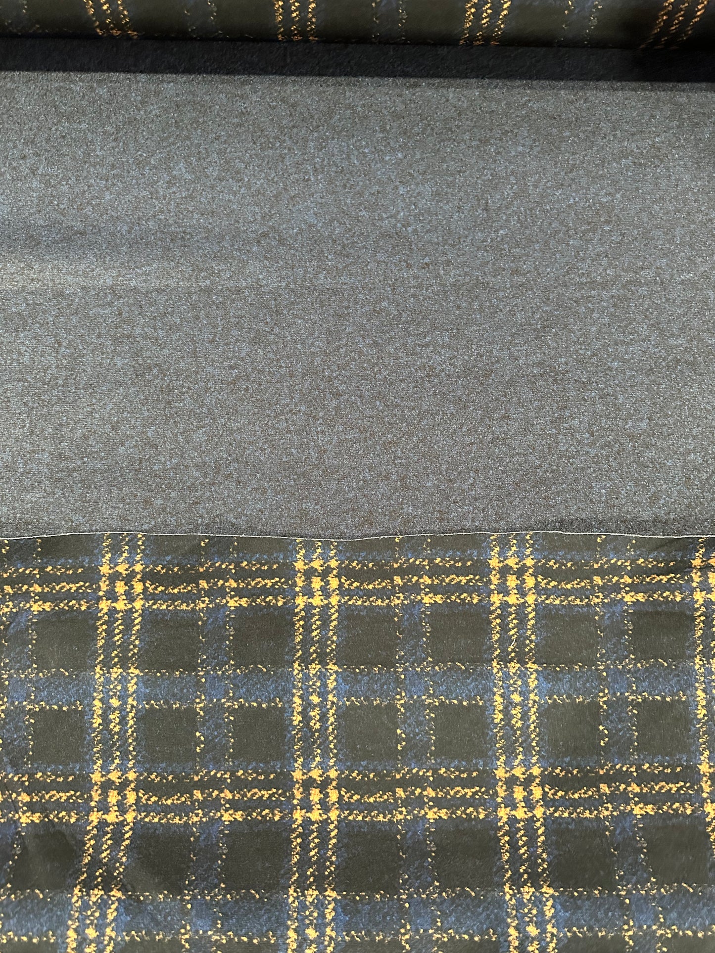 Flip side 435 orange blue check double face blue