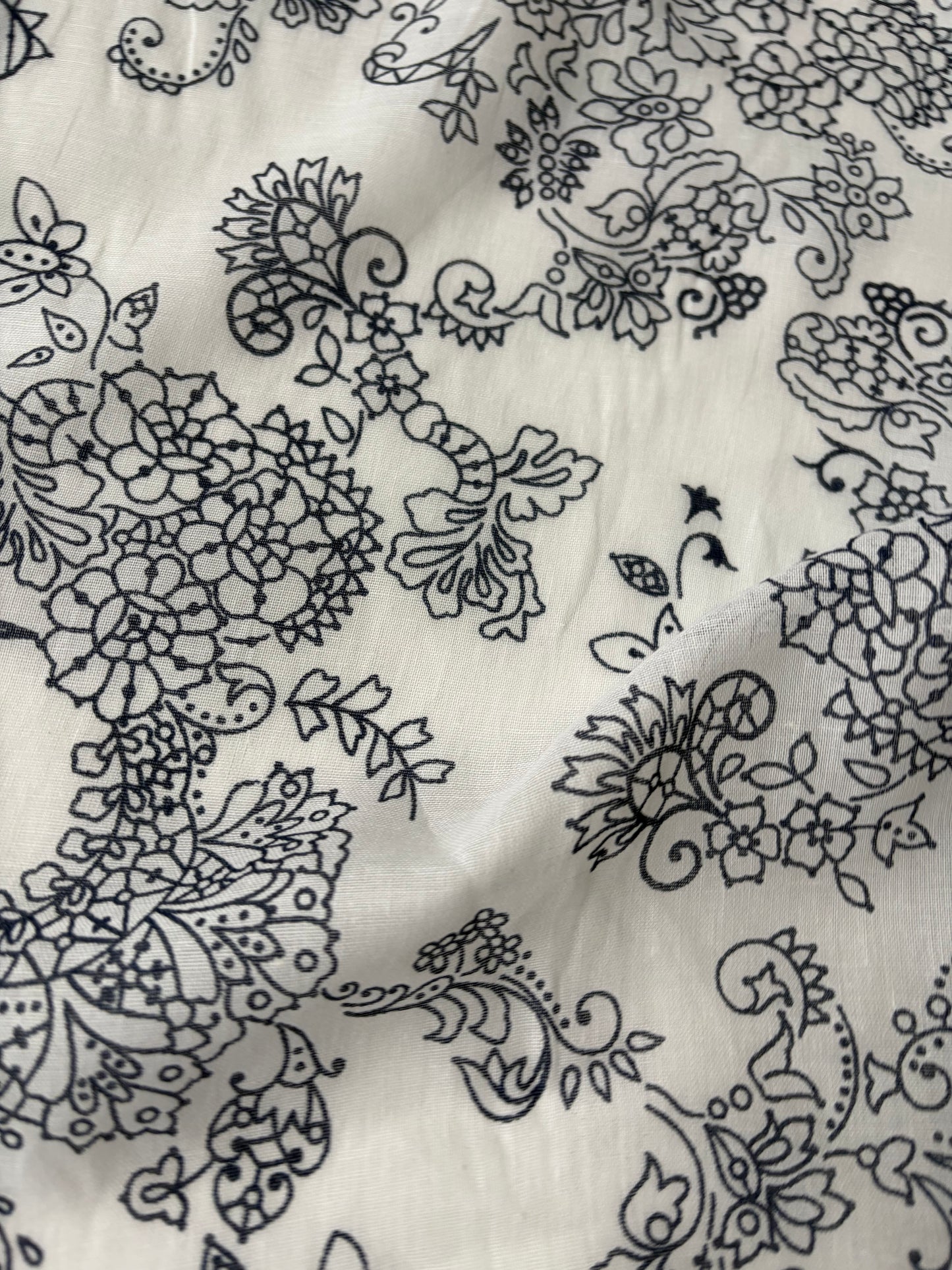 PAZZO 014 cotton voile white/navy print