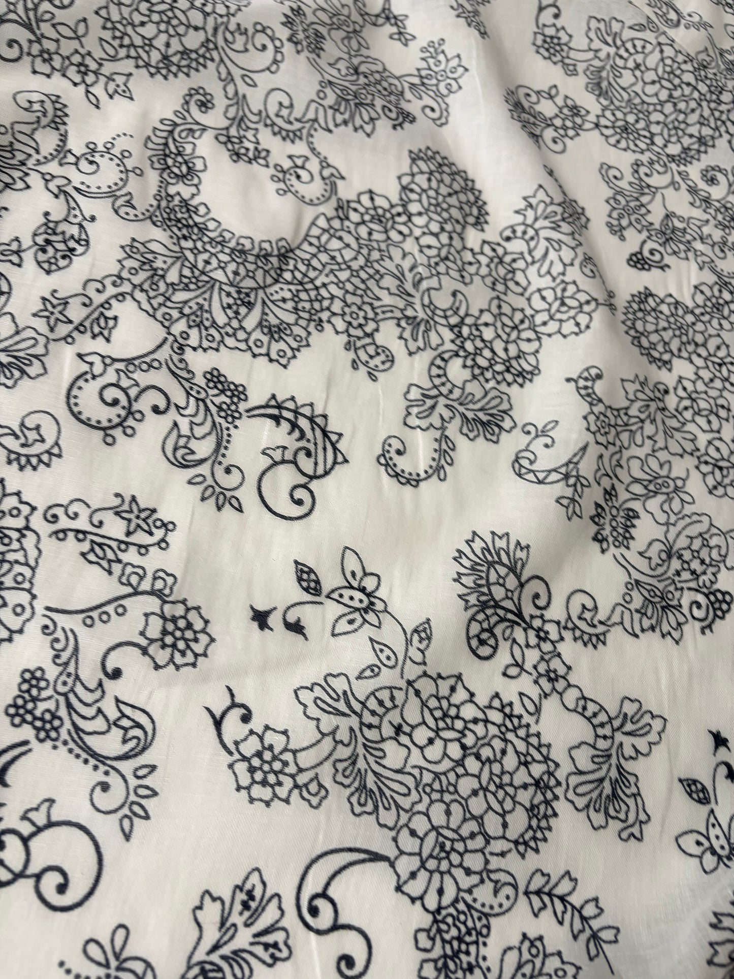 PAZZO 014 cotton voile white/navy print