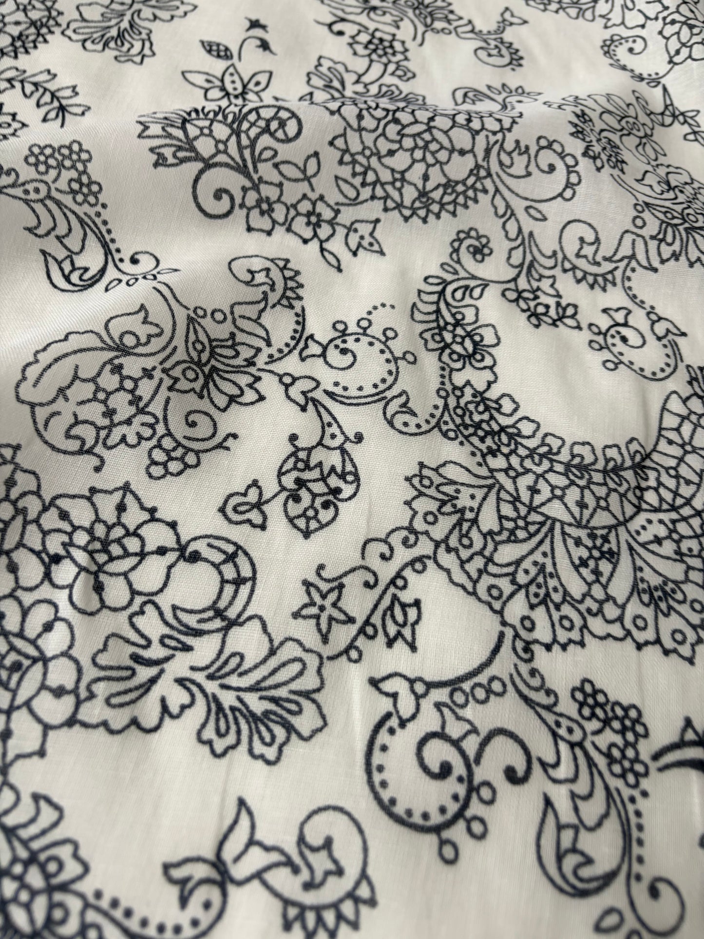 PAZZO 014 cotton voile white/navy print