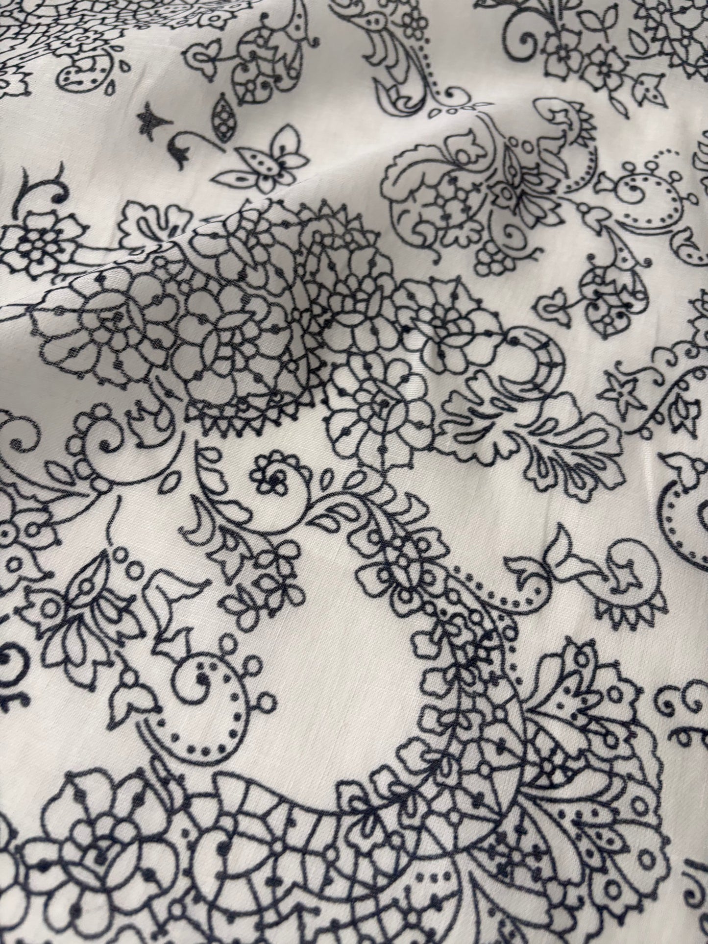 PAZZO 014 cotton voile white/navy print