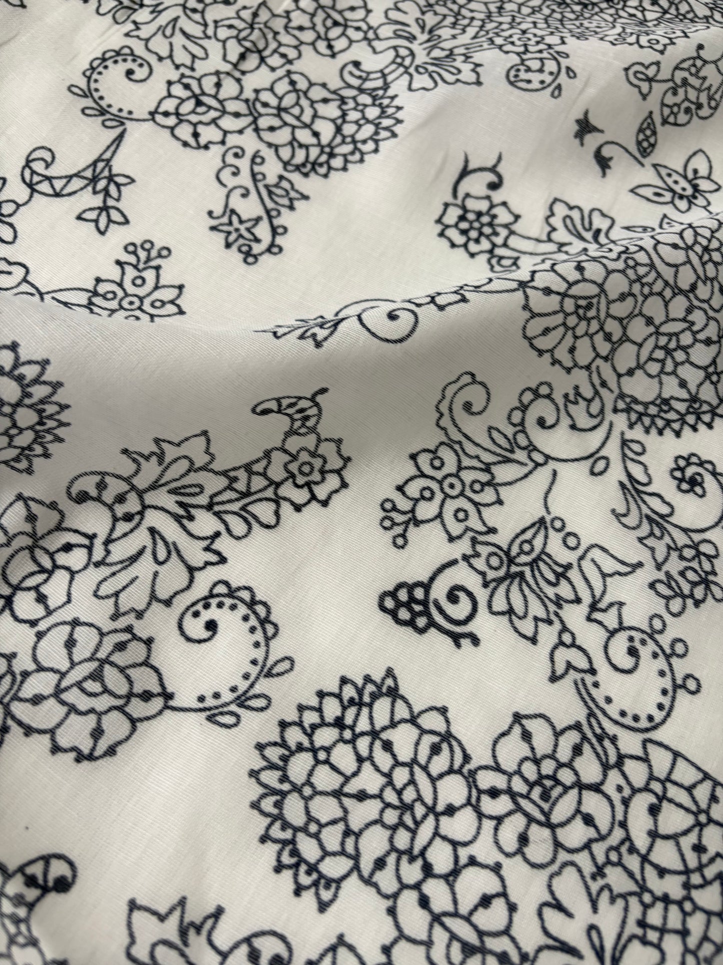 PAZZO 014 cotton voile white/navy print
