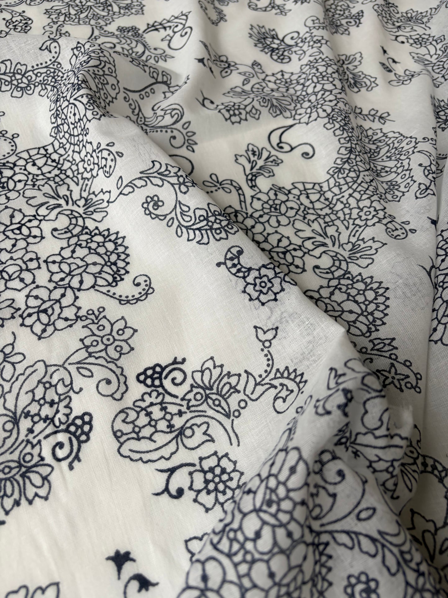 PAZZO 014 cotton voile white/navy print