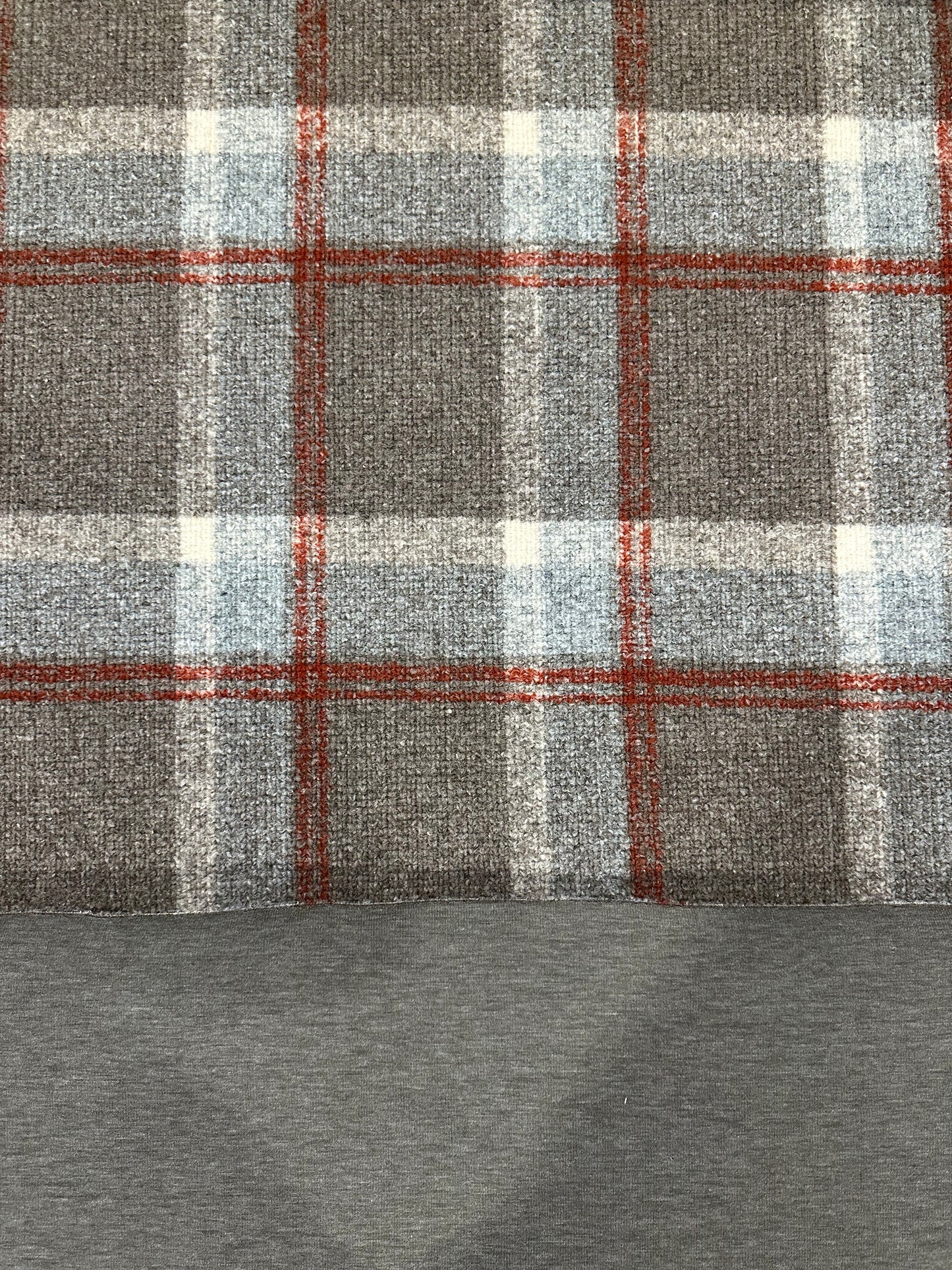 Flip side 465 wool jersey red, light blue, taupe check double face taupe