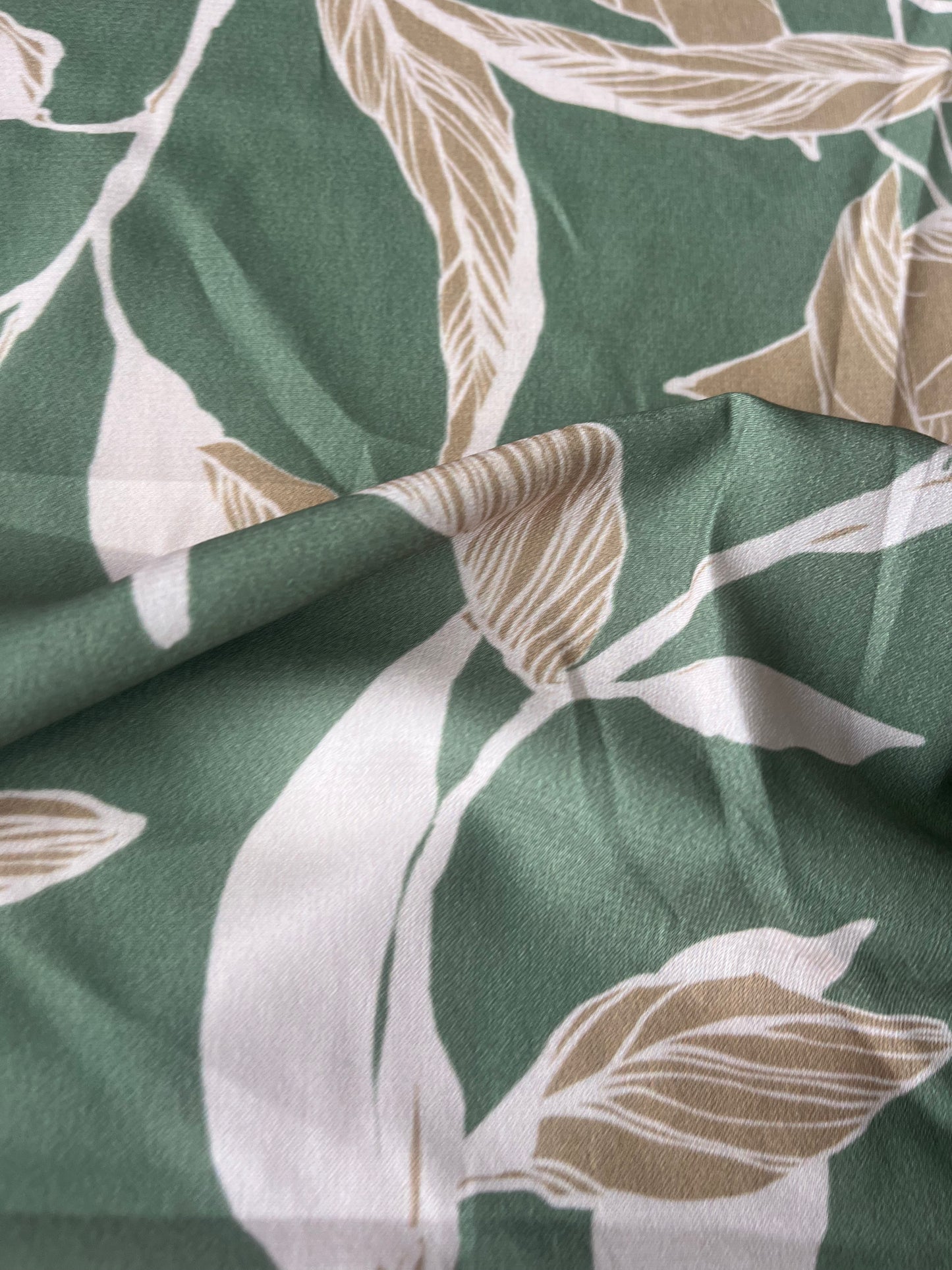 ATILLA 043 silky satin botanical leaves