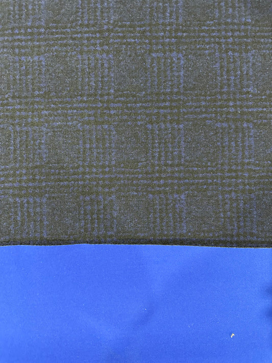 Flip side 470 bleu, black fine check double face royal blue