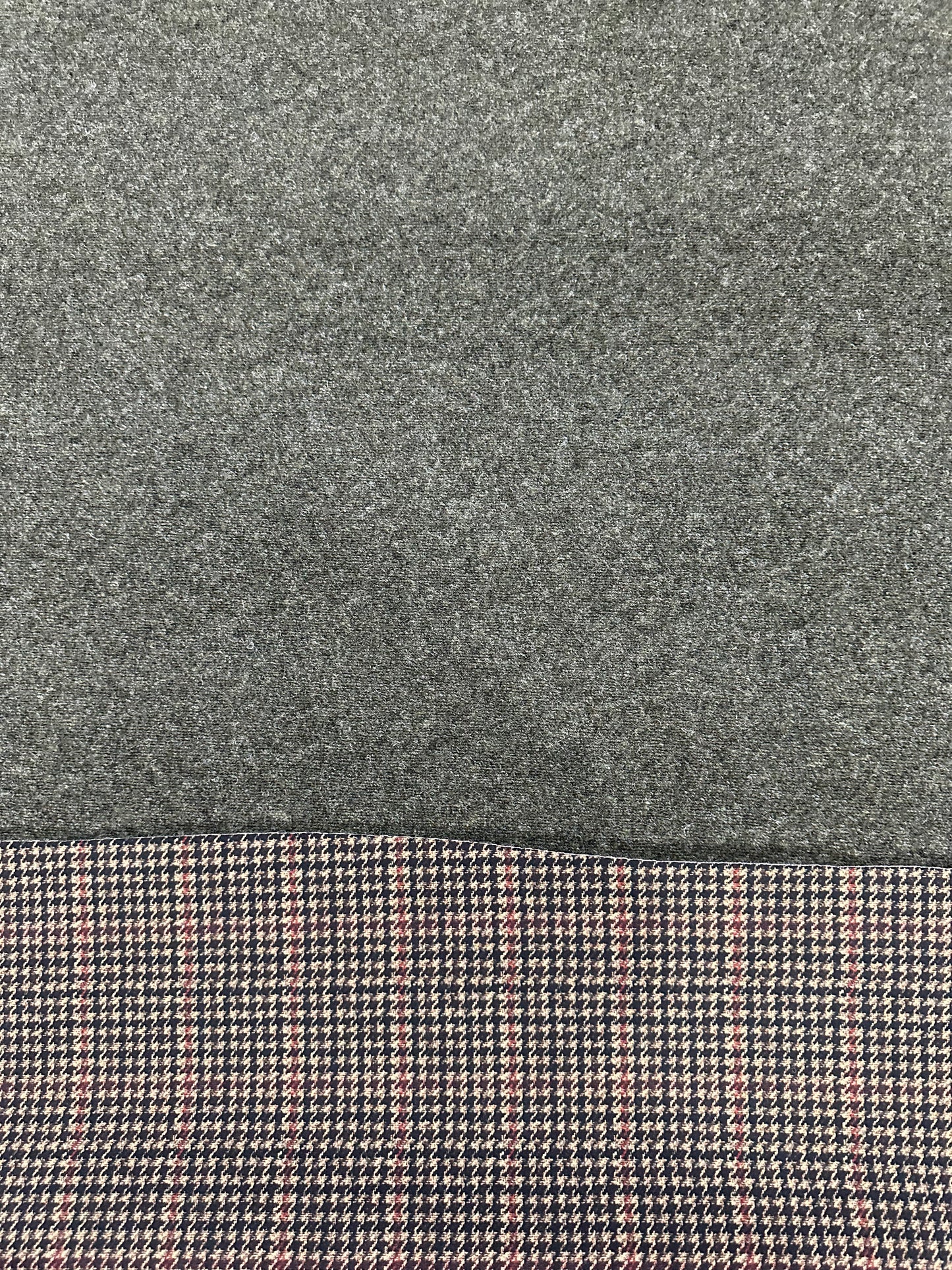 Flip Side 475 wool pied de poule brown camel double face moss green