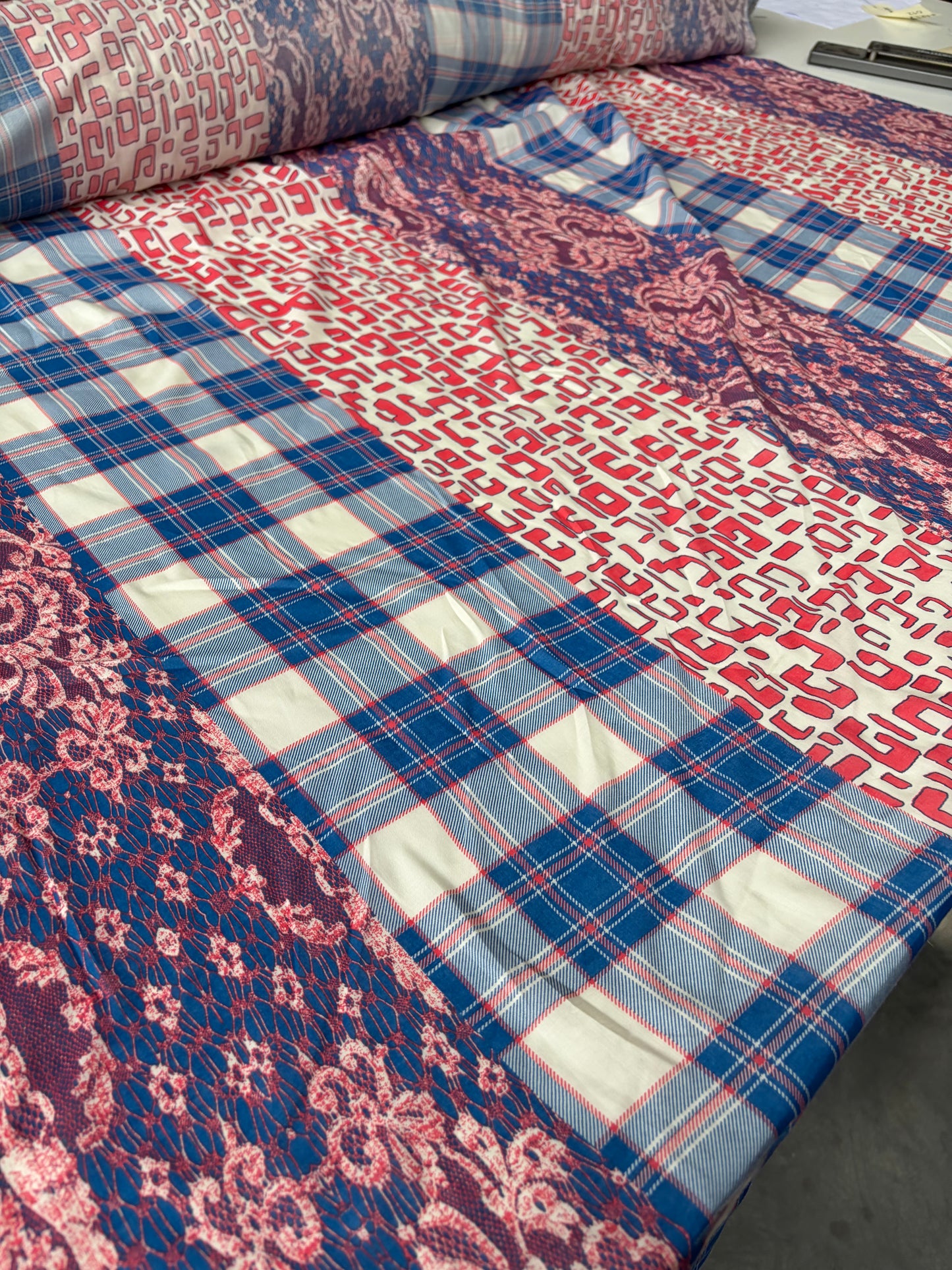 PAZZO 018 cotton voile striped patchwork print