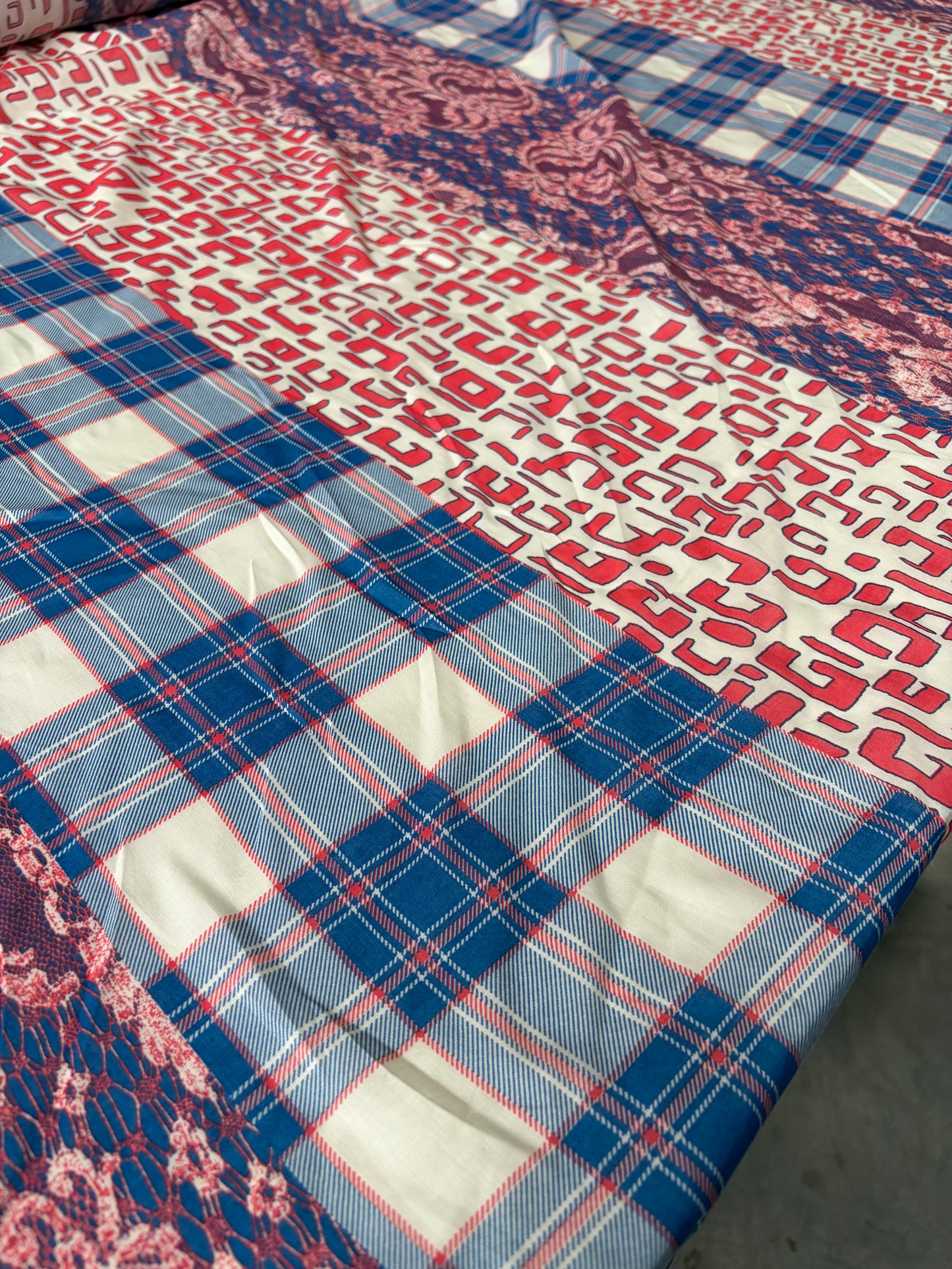 PAZZO 018 cotton voile striped patchwork print