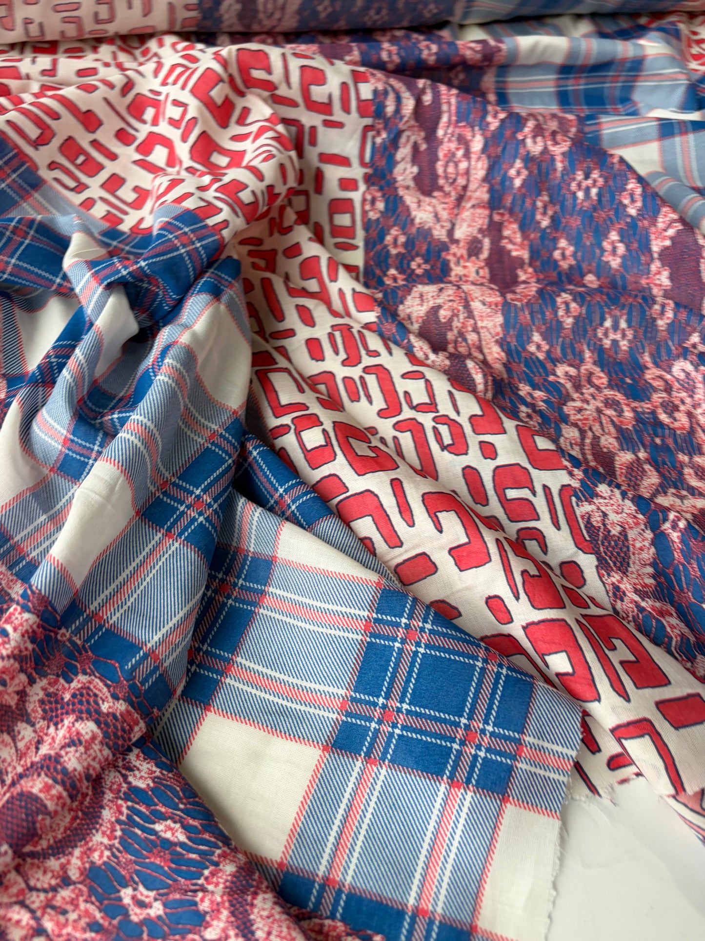 PAZZO 018 cotton voile striped patchwork print