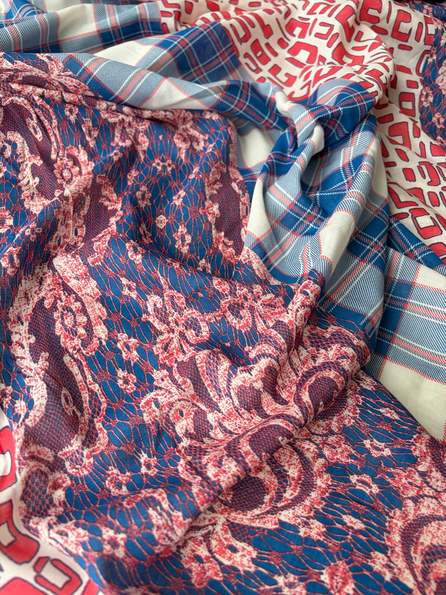PAZZO 018 cotton voile striped patchwork print