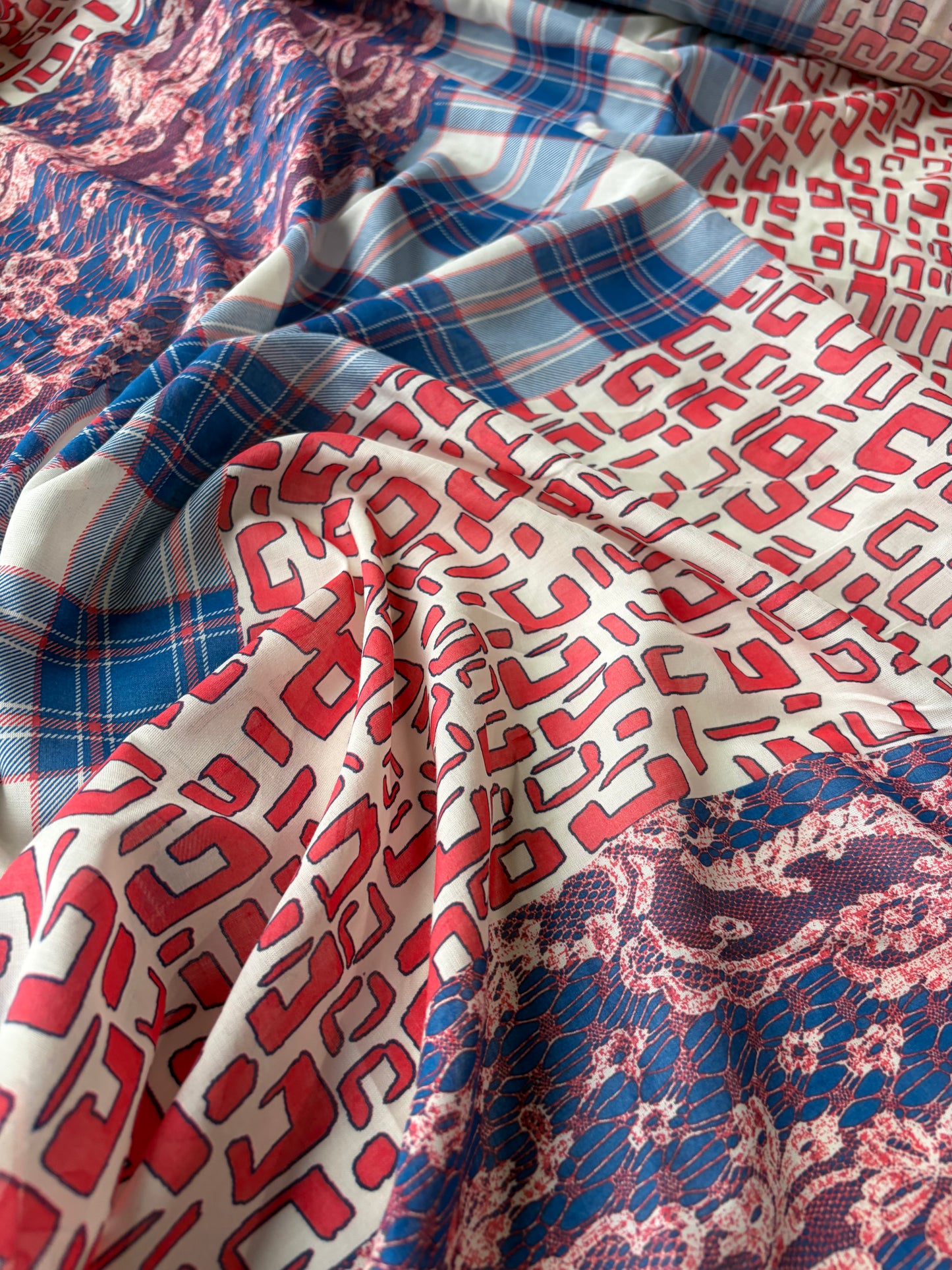 PAZZO 018 cotton voile striped patchwork print