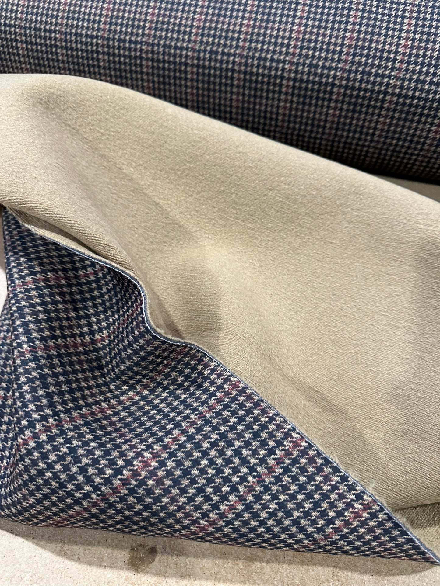 Flip Side 510 wool pied de poule brown camel double face camel