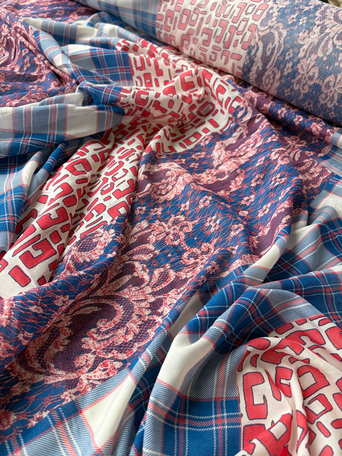 PAZZO 018 cotton voile striped patchwork print