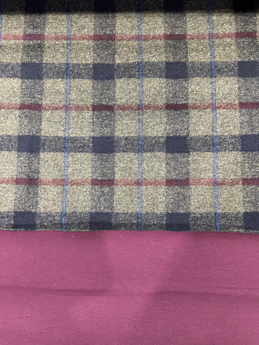 Flip side 515 tartan navy, Bordeaux double face aubergine