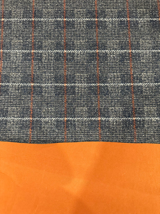 Flip side 525 wool jersey orange, ecru check double face orange